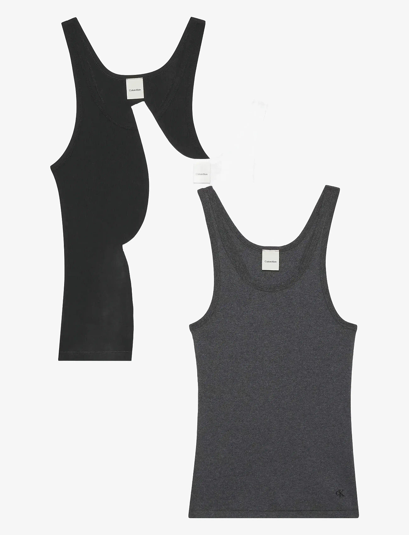 Calvin Klein - SCOOP NECK COTTON TANK 3PK - overdele - black/white/charcoal heather - 1