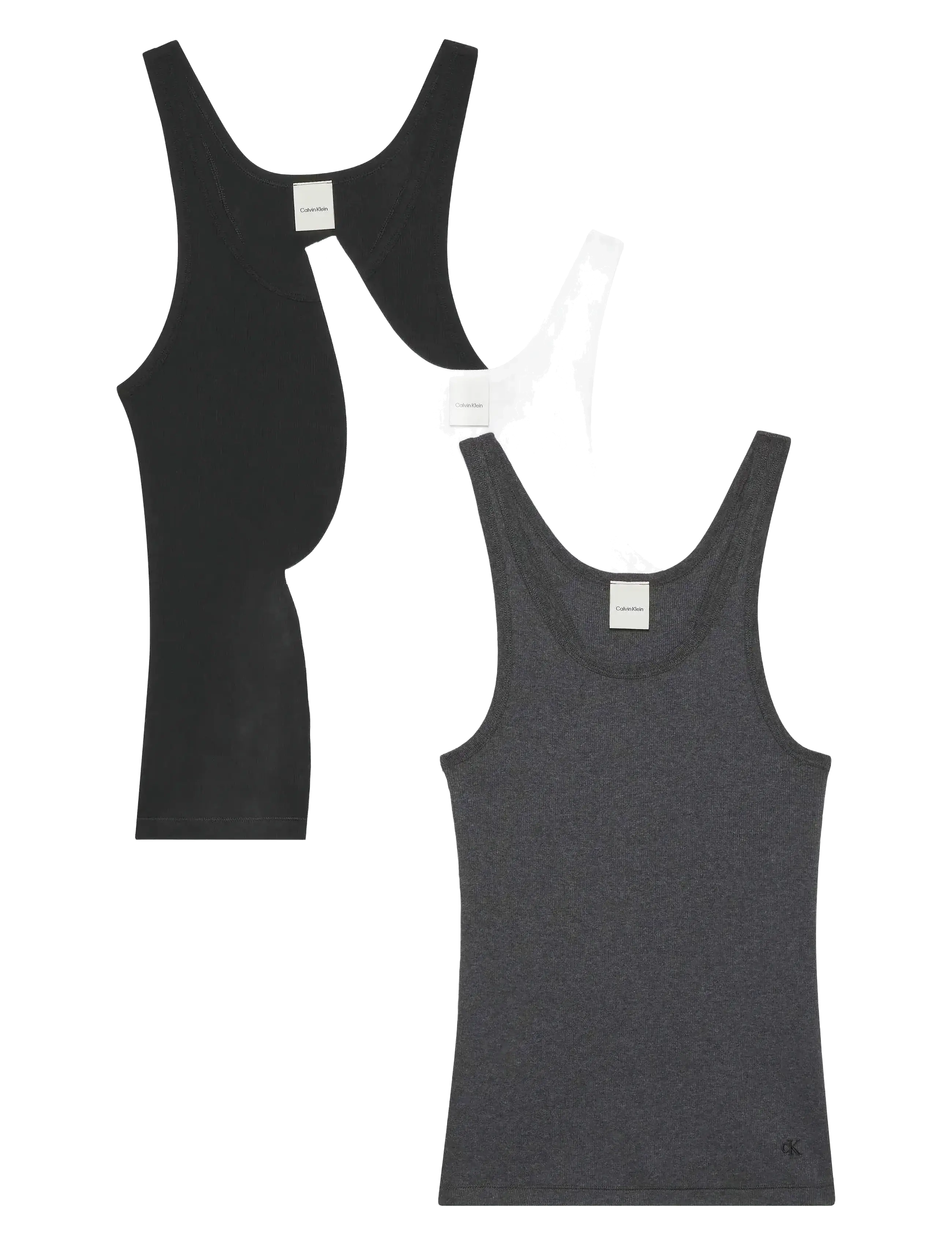 Calvin Klein SCOOP NECK COTTON TANK 3PK - Unterwäsche - BLACK/WHITE/CHARCOAL HEATHER / black
