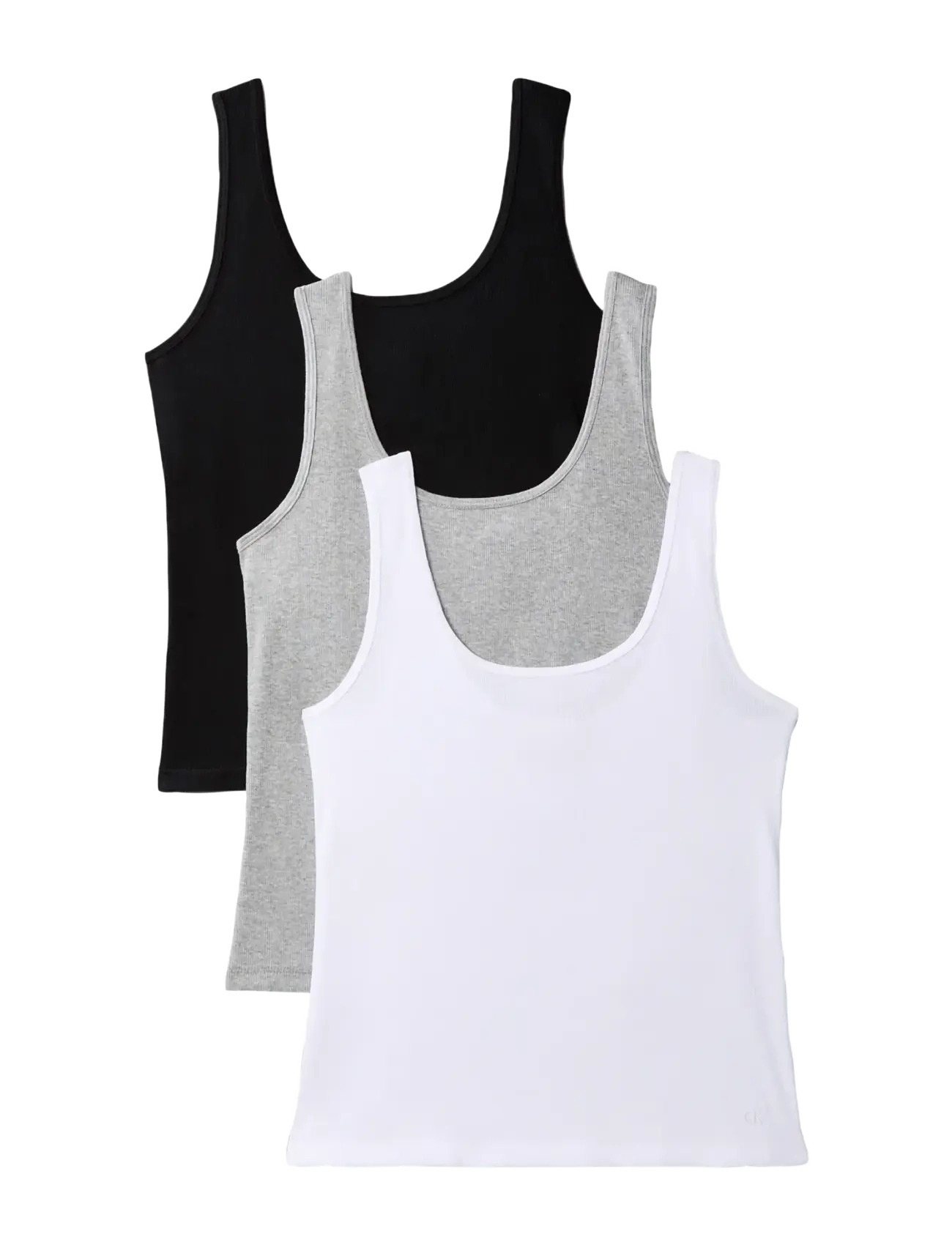 Calvin Klein SCOOP NECK COTTON TANK 3PK - Överdelar - BLACK BRILLIANT WHITE B10 GREY HEAT / black