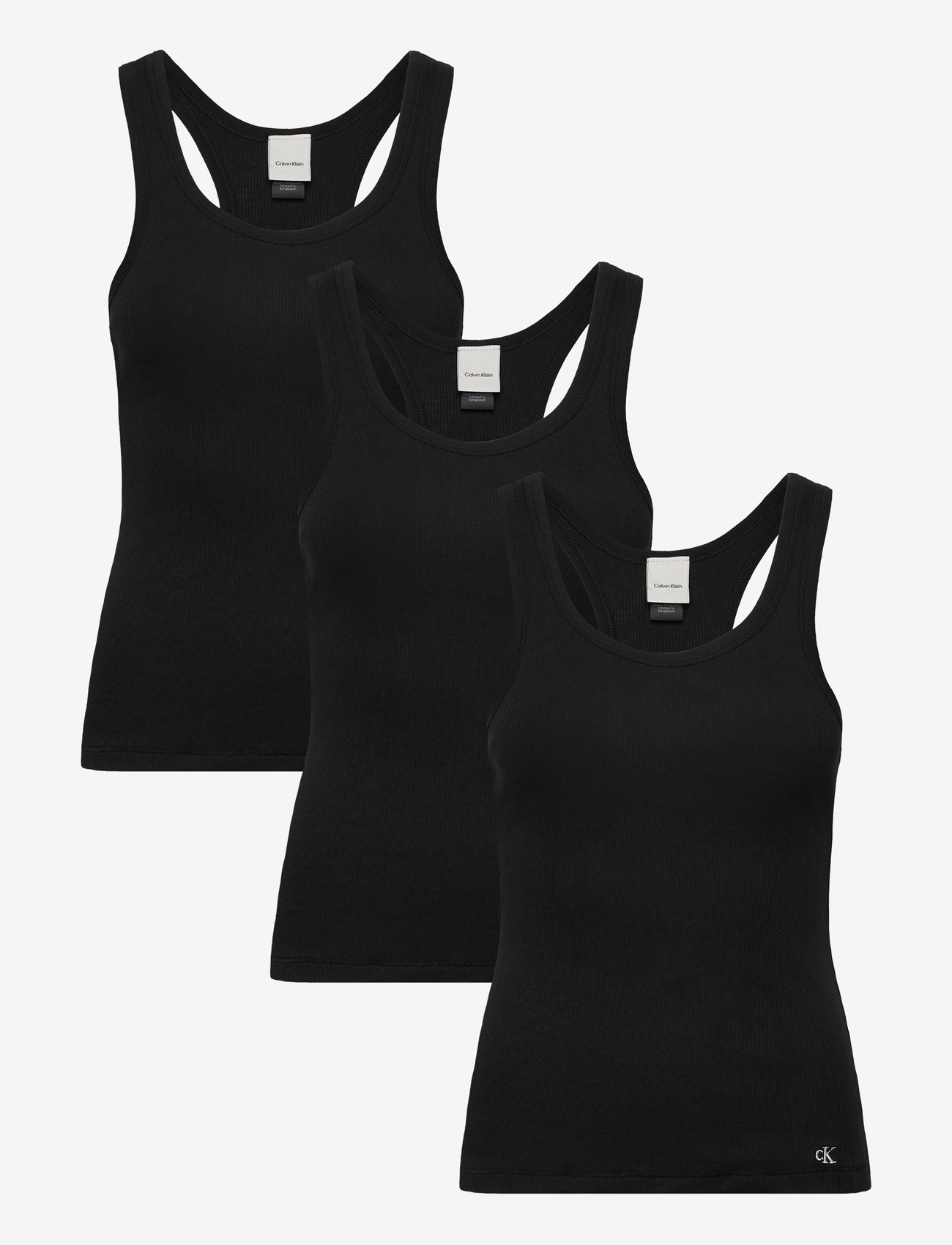 Calvin Klein - SCOOP NECK COTTON TANK 3PK - oberteile - black/black/black - 1