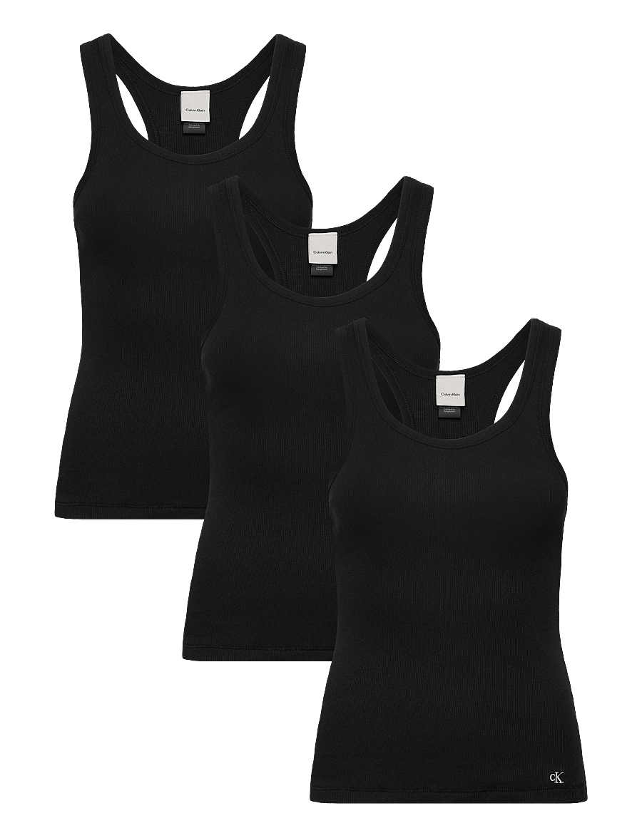 Calvin Klein - SCOOP NECK COTTON TANK 3PK - oberteile - black/black/black - 1