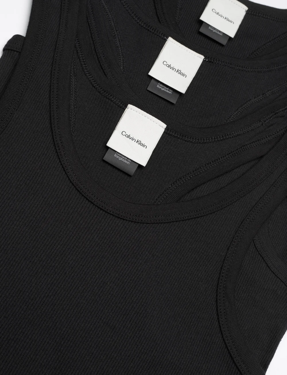 Calvin Klein - SCOOP NECK COTTON TANK 3PK - oberteile - black/black/black - 5