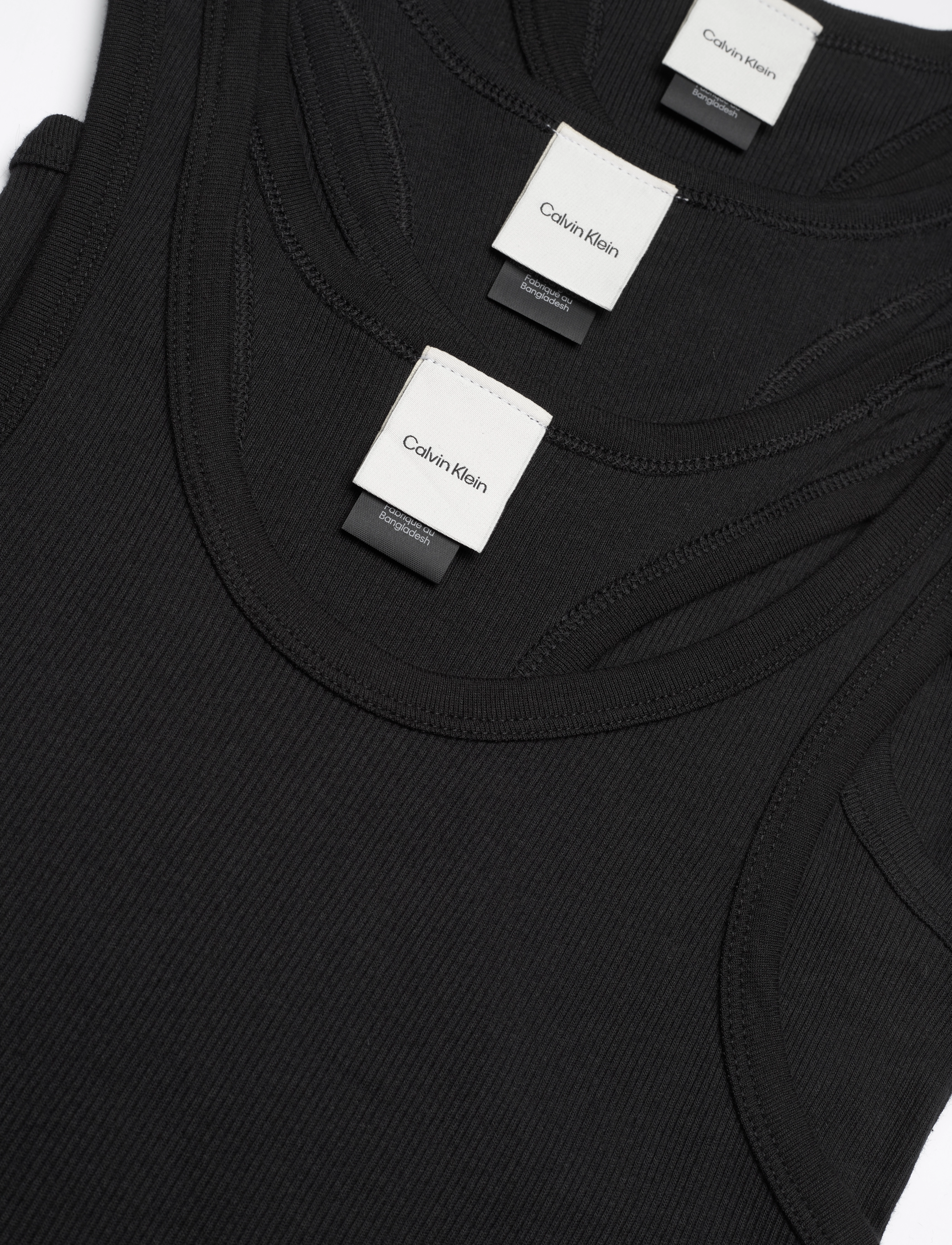 Calvin Klein - SCOOP NECK COTTON TANK 3PK - tops - black/black/black - 5
