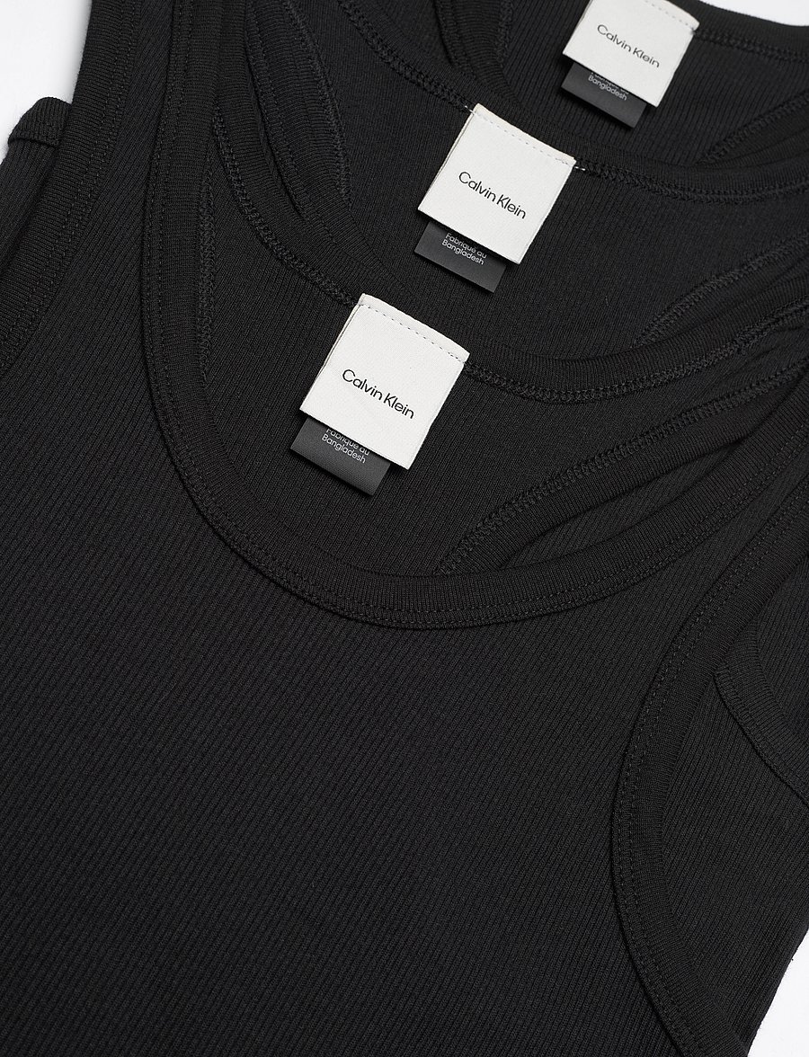 Calvin Klein - SCOOP NECK COTTON TANK 3PK - oberteile - black/black/black - 5
