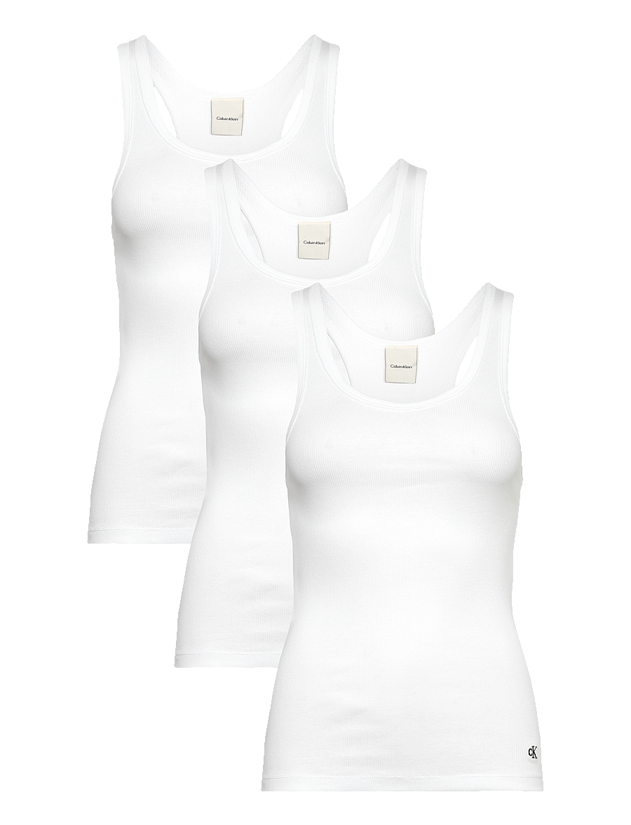 Calvin Klein - SCOOP NECK COTTON TANK 3PK - oberteile - white/white/white - 1