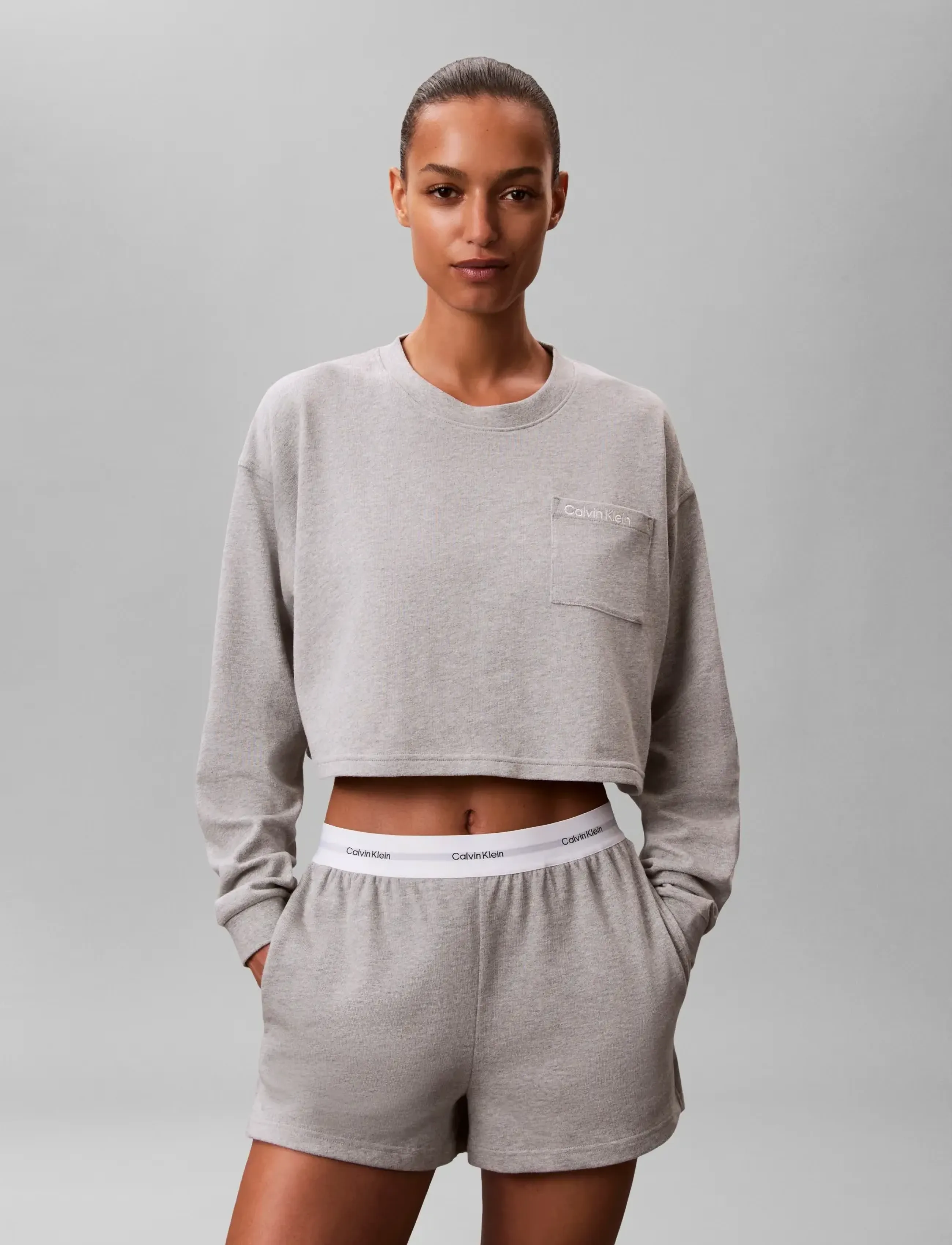Calvin Klein - LOGO JERSEY SHORT - shorts - b10 grey heather - 3