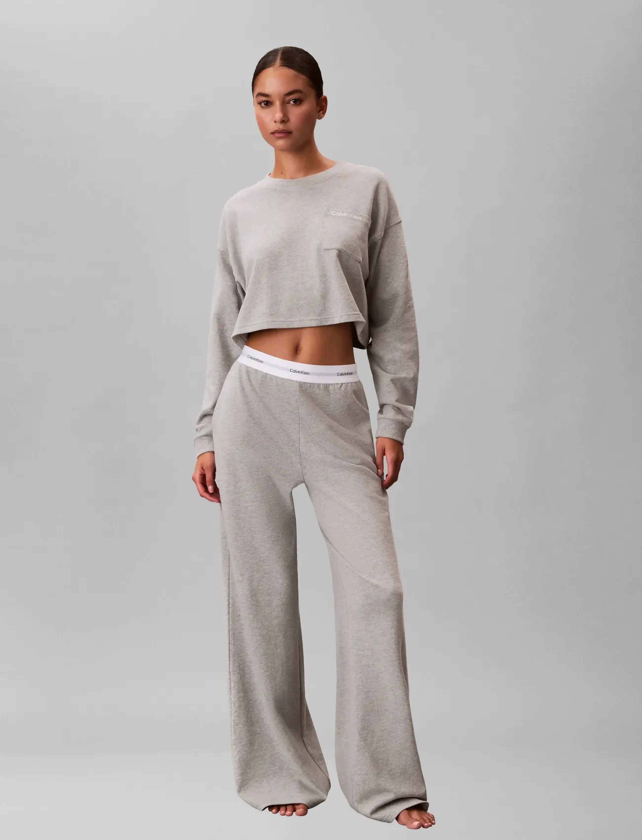 Calvin Klein LOGO JERSEY PANT - Calvin Klein - B10 GREY HEATHER / grey