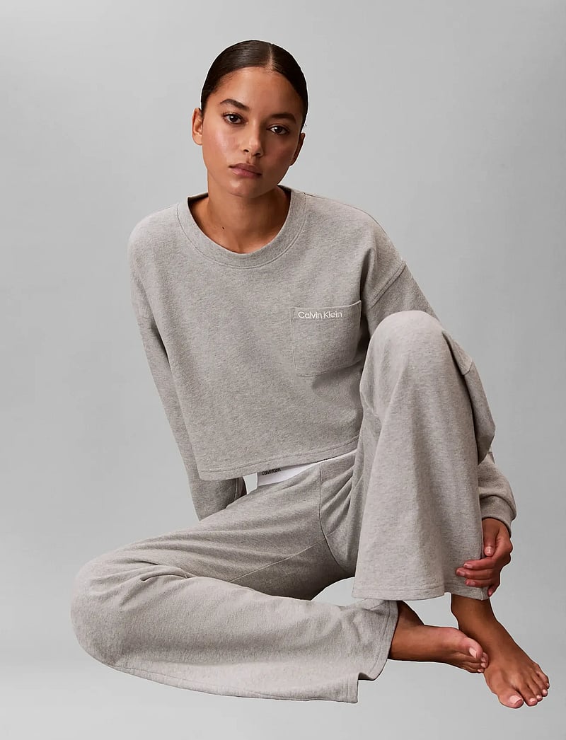 Calvin Klein - LOGO JERSEY PANT - náttbuxur - b10 grey heather - 4