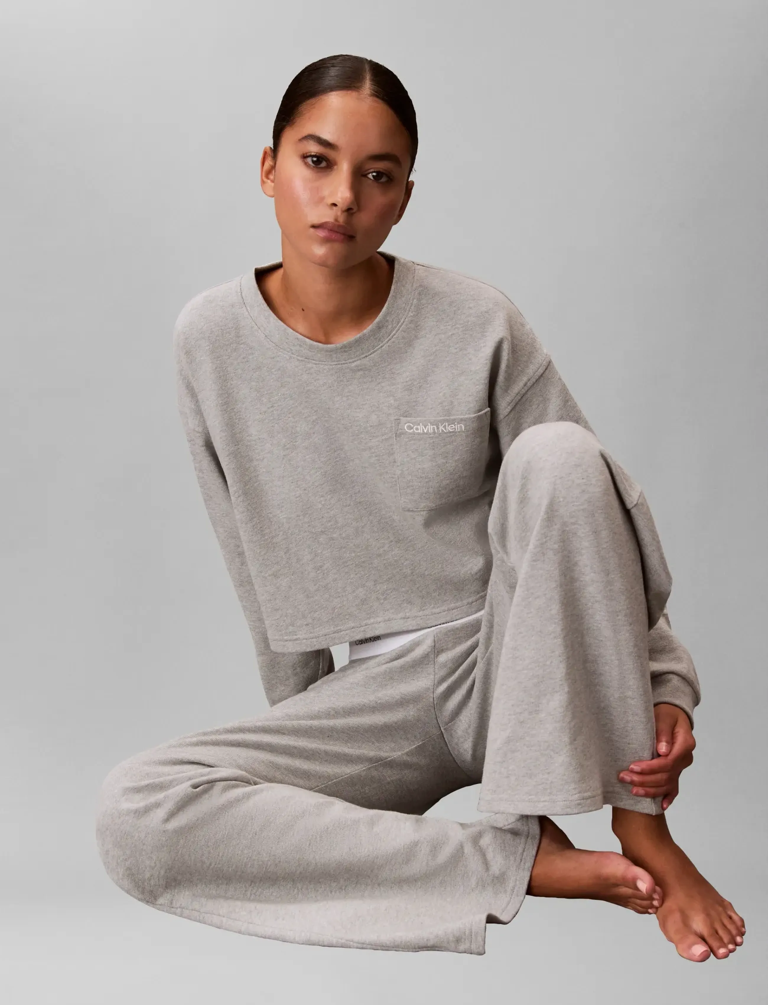 Calvin Klein - LOGO JERSEY PANT - pyjamahose - b10 grey heather - 4