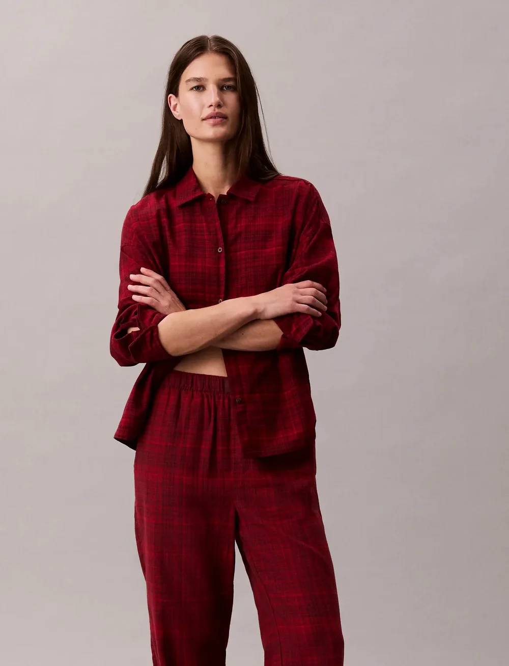Calvin Klein - YD FLANNEL PANT - natbukser - 19509 jotted madras plaid+zinfandel - 4
