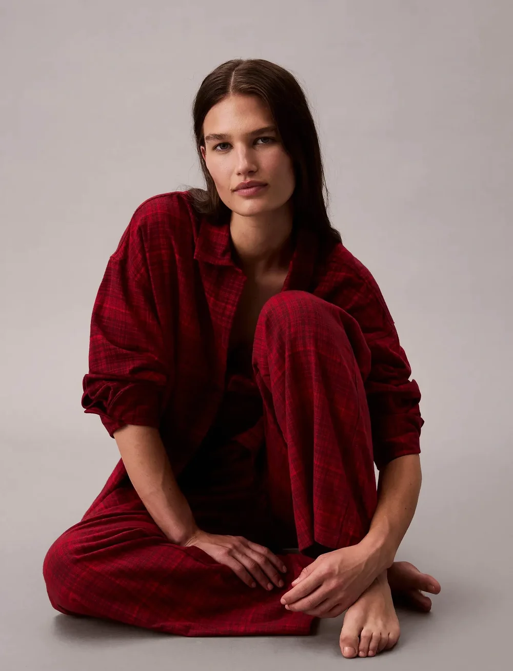 Calvin Klein - YD FLANNEL PANT - natbukser - 19509 jotted madras plaid+zinfandel - 5