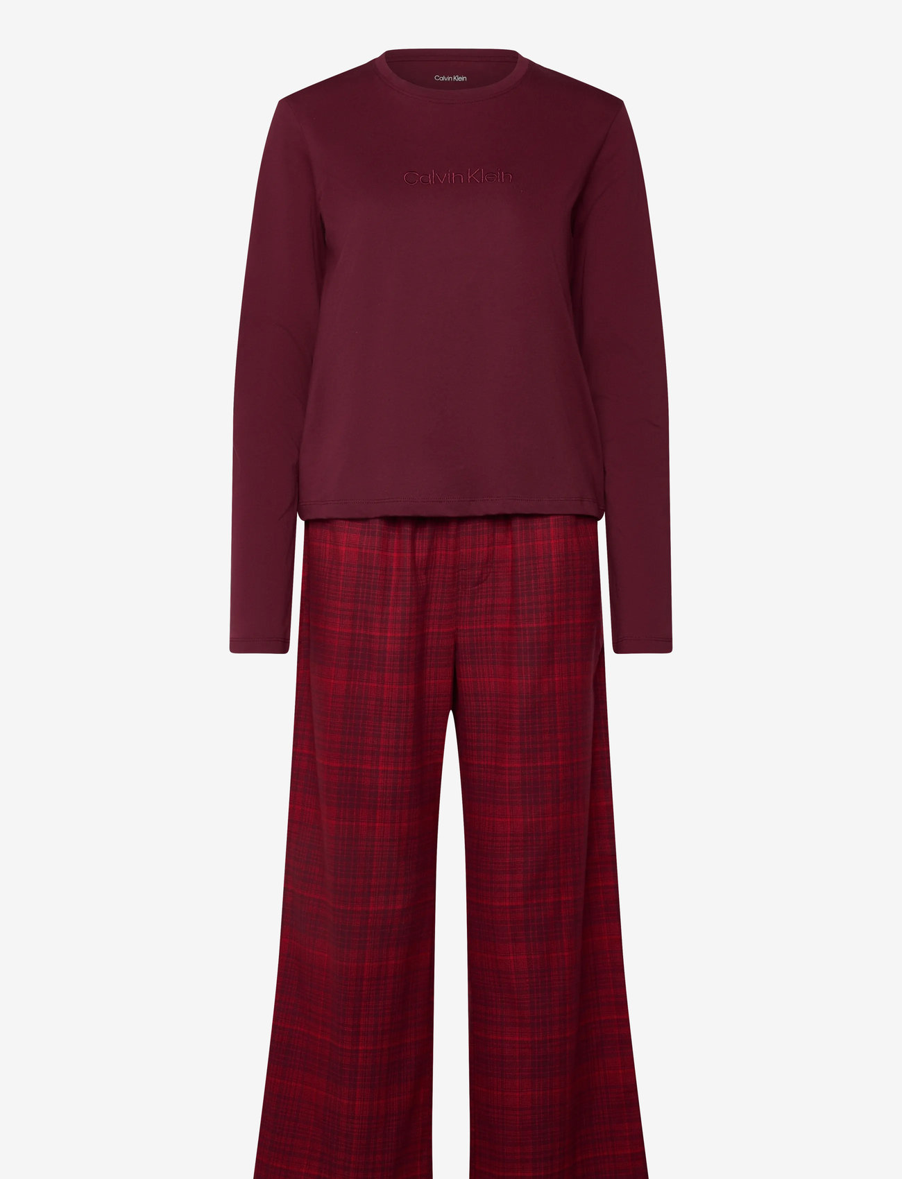 Calvin Klein - LS TEE FLANNEL PANT SET - christmas pyjamas - zinfandel w zinfandel jotted madras - 0