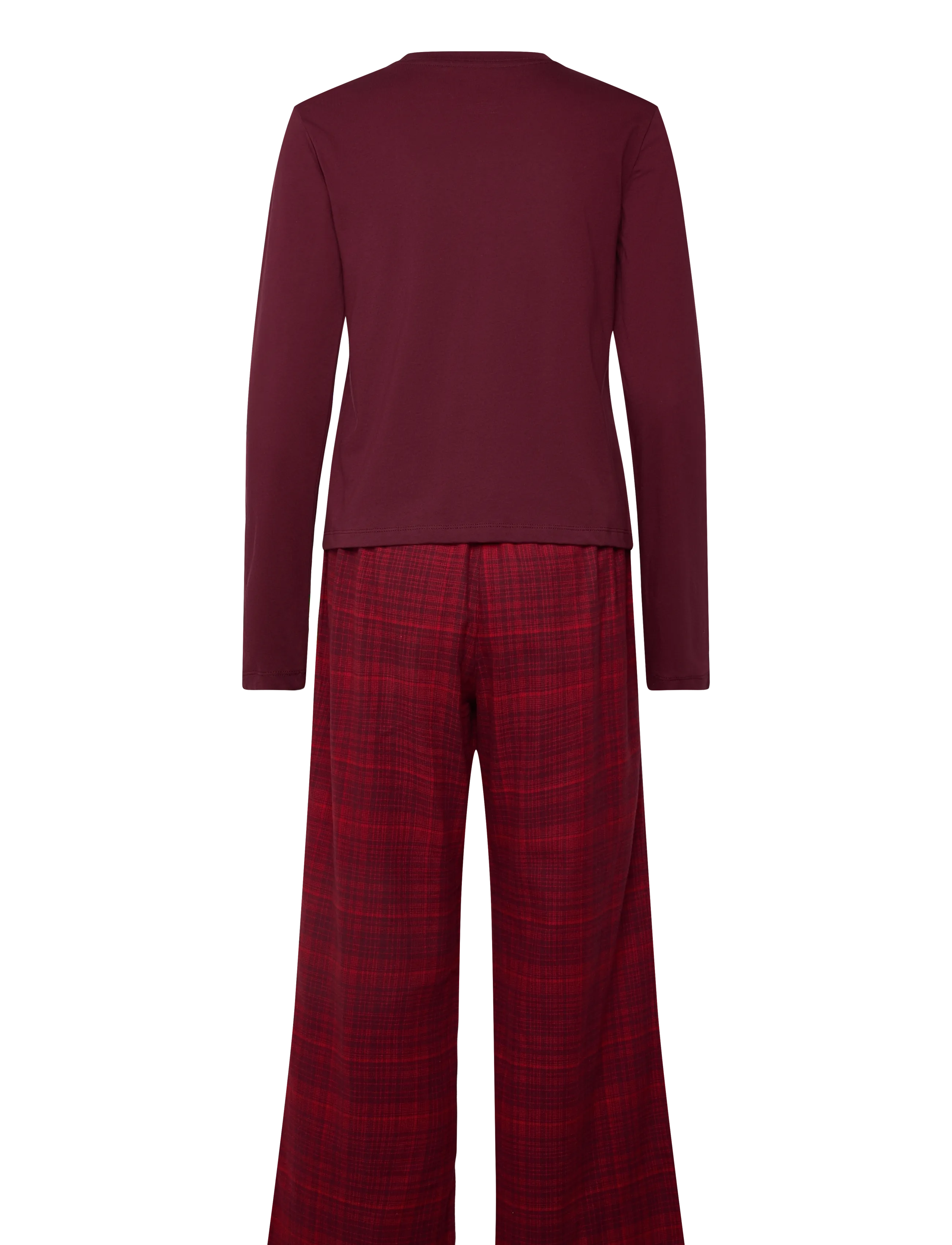 Calvin Klein - LS TEE FLANNEL PANT SET - pyjamas - zinfandel w zinfandel jotted madras - 1