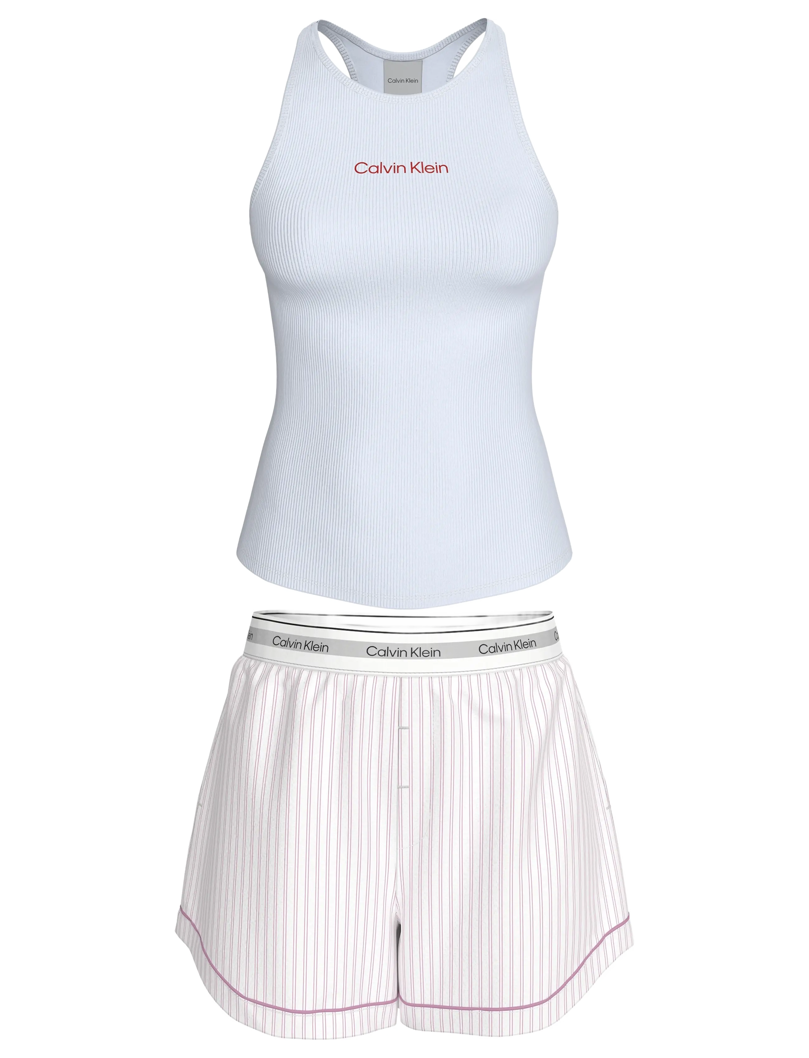 Calvin Klein V DAY TANK SHORT SET - Unterwäsche - CLASSIC WHT  W ECHO STRIPE CLASSIC / white