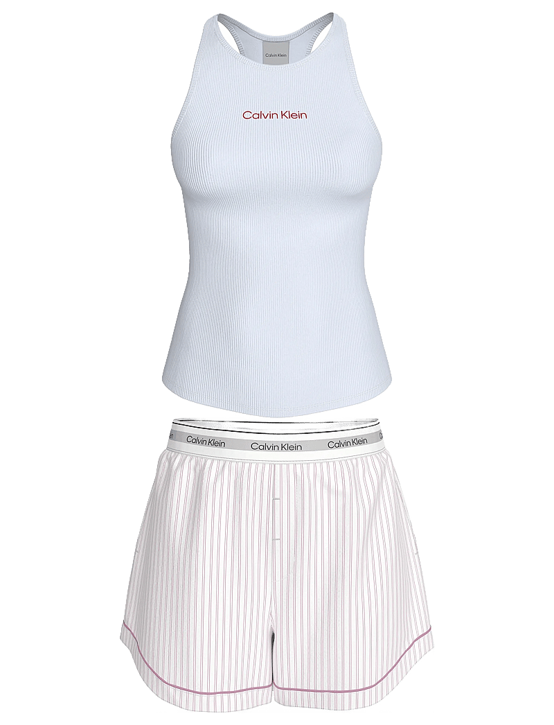 Calvin Klein - V DAY TANK SHORT SET - pyjamas - classic wht w echo stripe classic - 0
