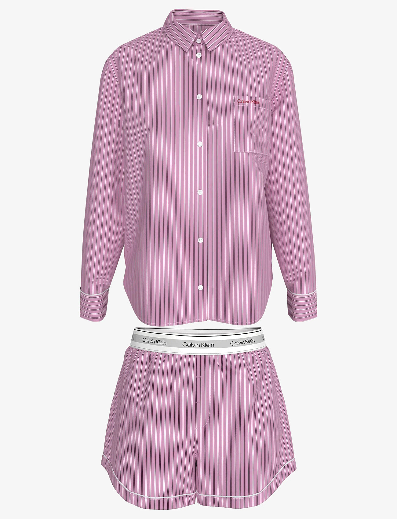 Calvin Klein - V DAY POPLIN SET - pyjamas - 19471 trail stripe+pink essence - 0