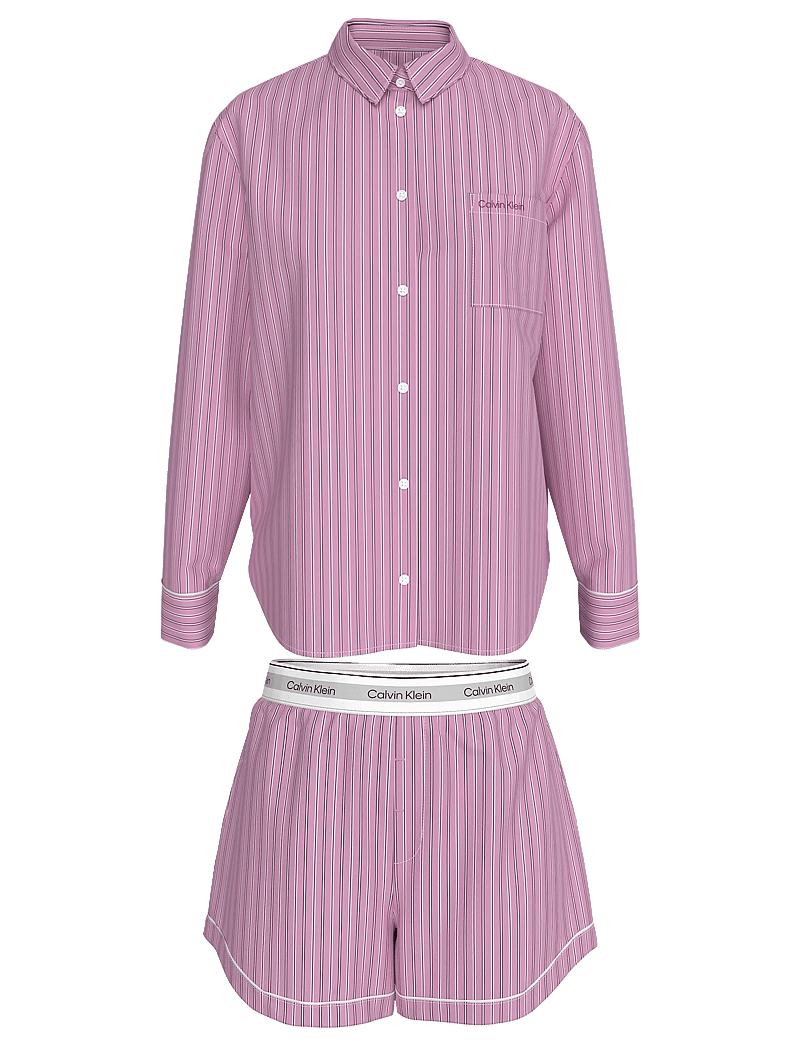 Calvin Klein - V DAY POPLIN SET - pyjamas - 19471 trail stripe+pink essence - 0