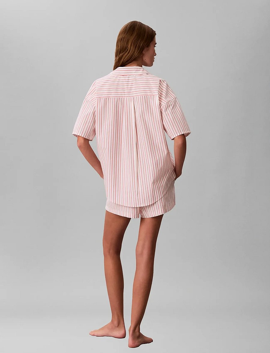 Calvin Klein - COVERED WB POPLIN SHORT - shorts - aurora stripe peach bliss - 2