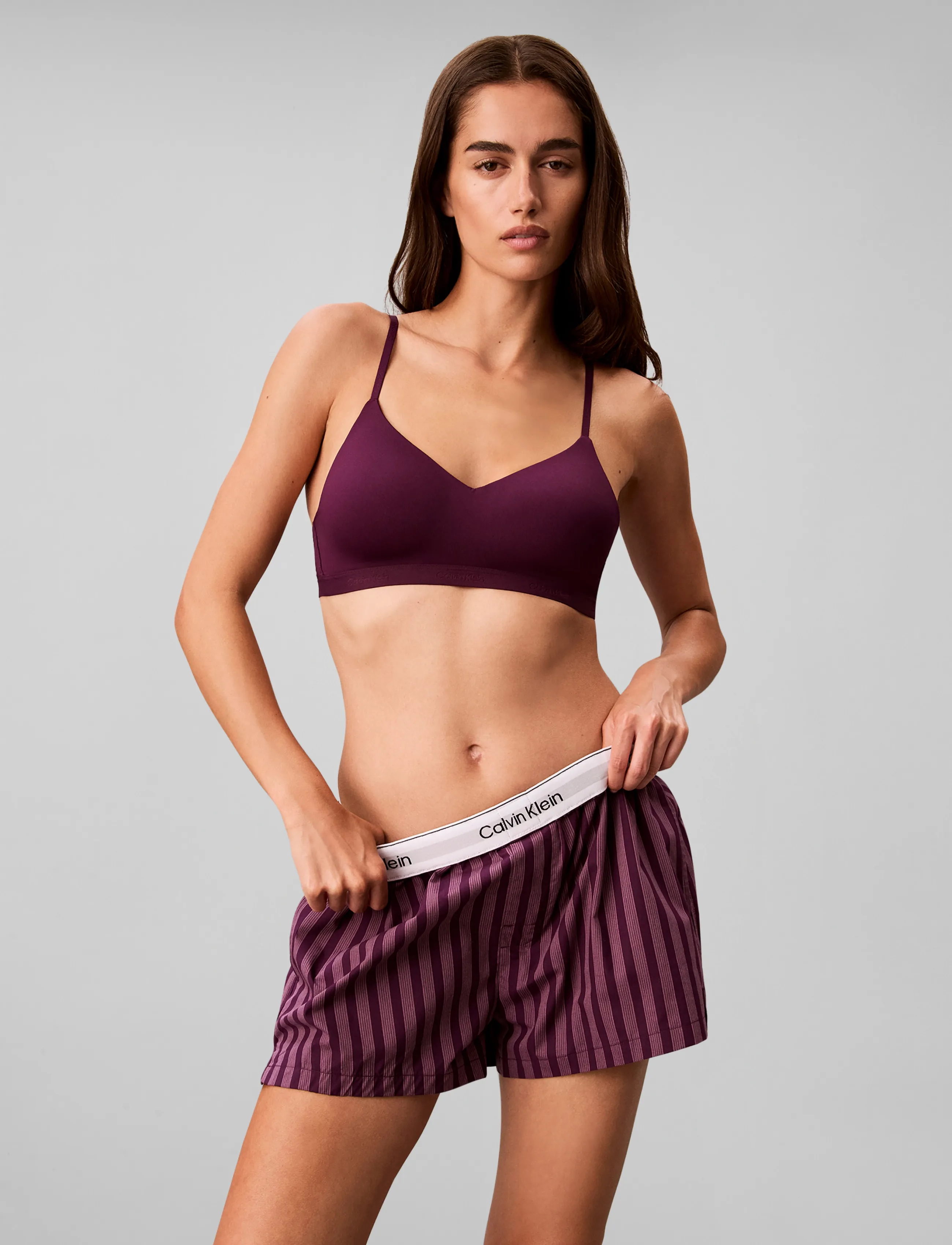 Calvin Klein - COVERED WB POPLIN SHORT - bespoke stripe+dark purple - 3