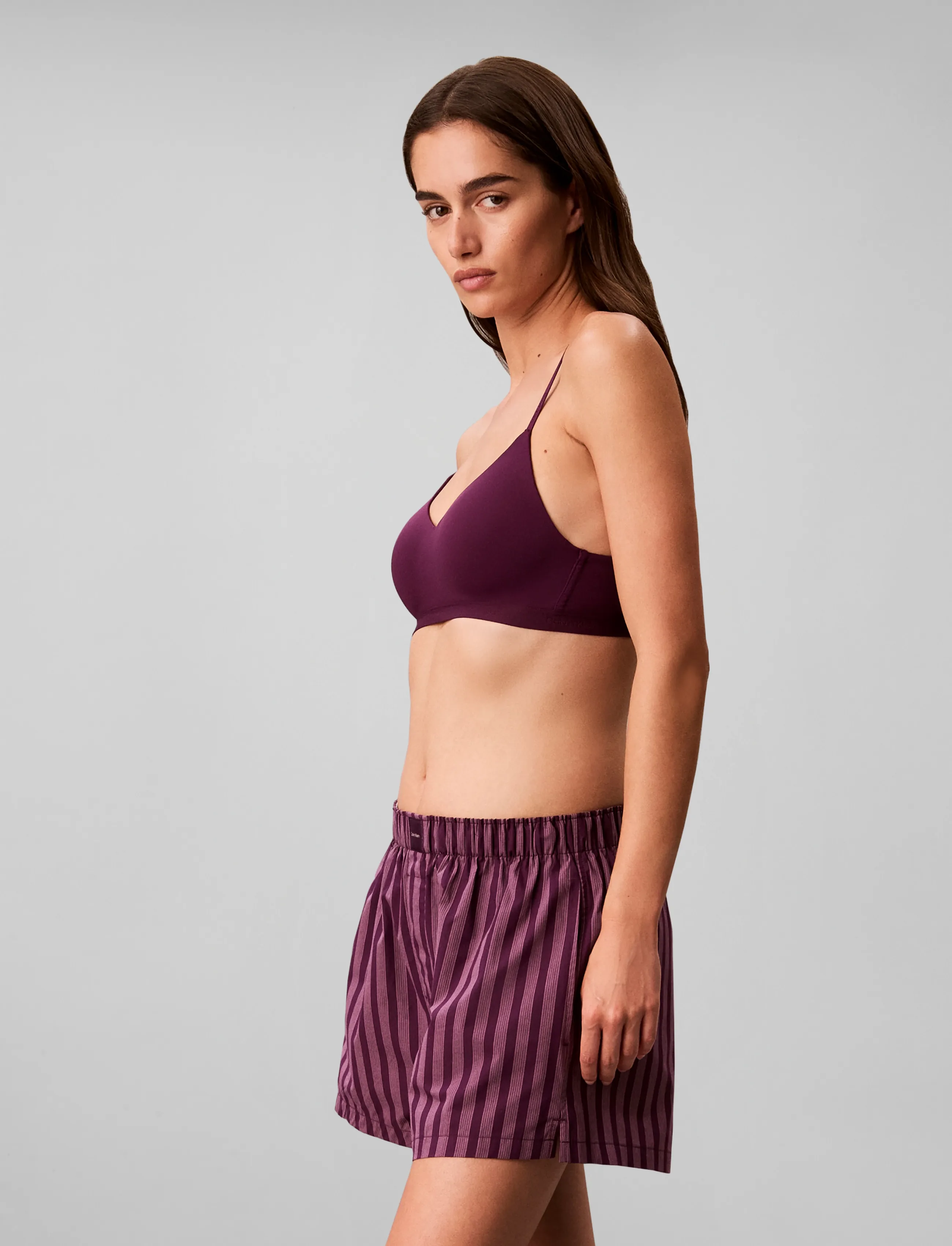 Calvin Klein - COVERED WB POPLIN SHORT - bespoke stripe+dark purple - 5