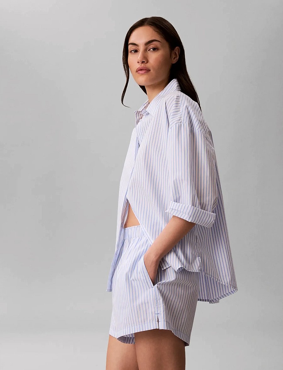 Calvin Klein - COVERED WB POPLIN SHORT - shorts - sera stripe blue descent - 5