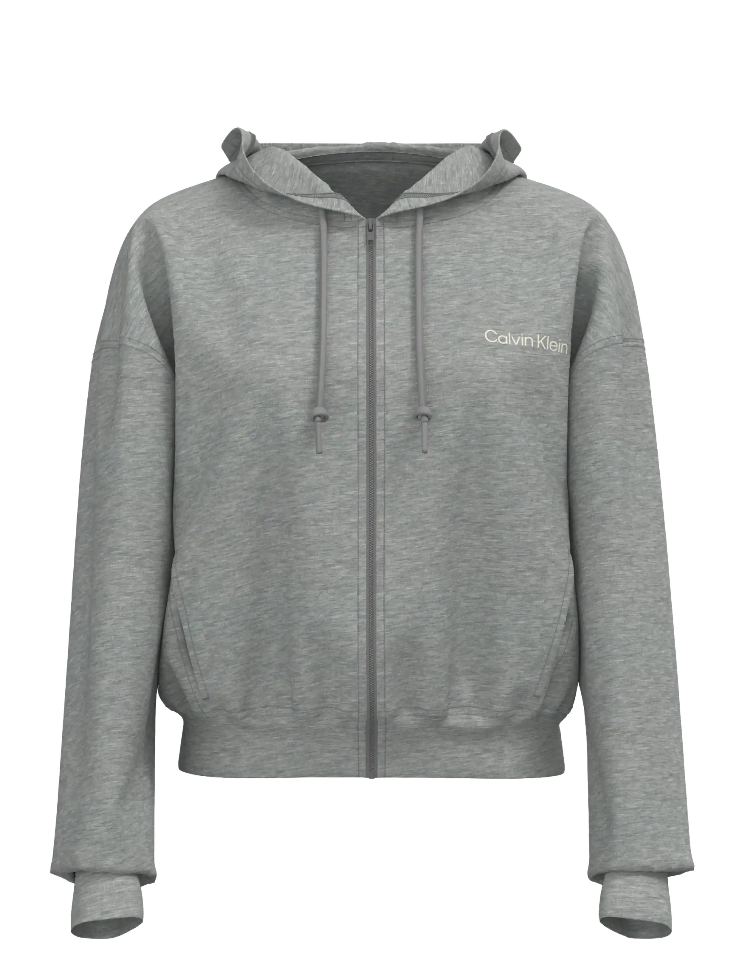Calvin Klein FULL ZIP SWEAT HOODIE - Tøj - GREY HEATHER / grey