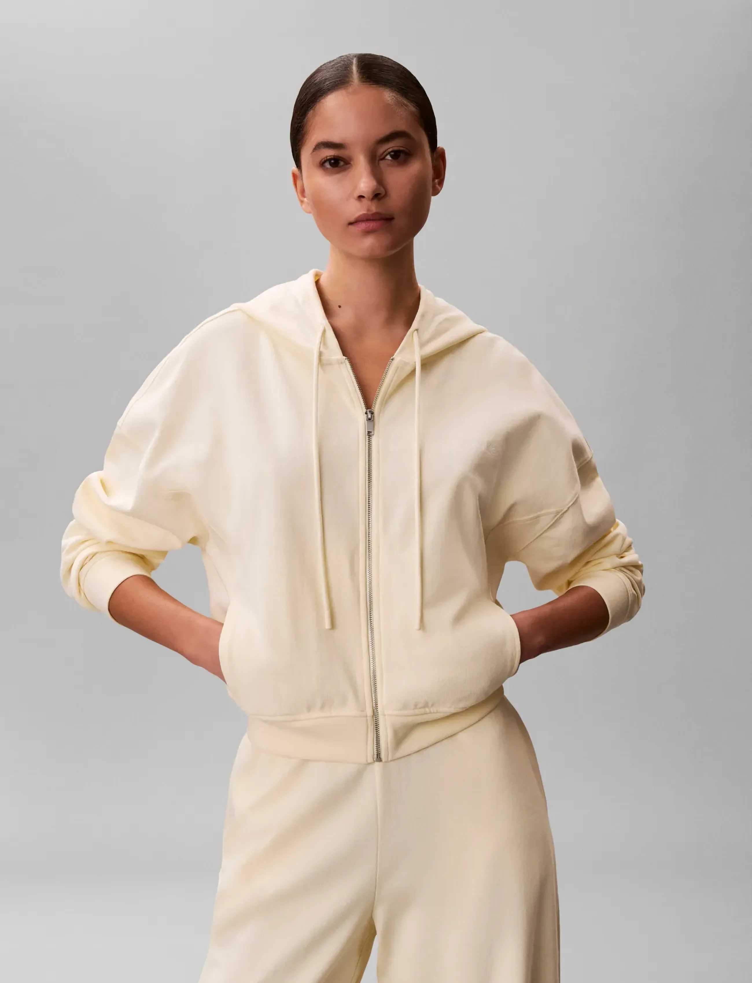 Calvin Klein FULL ZIP SWEAT HOODIE - Calvin Klein - PEAR SORBET / yellow
