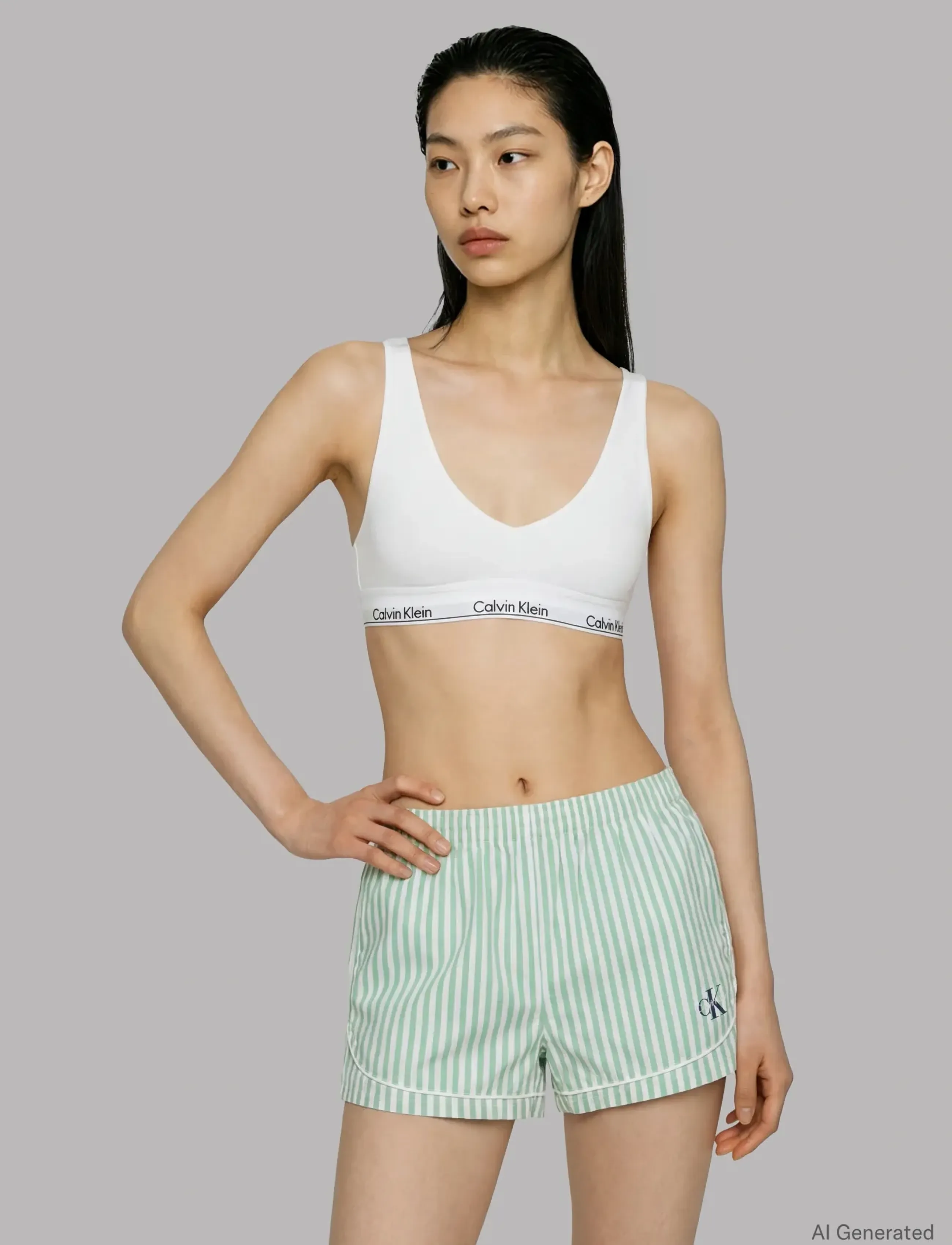 Calvin Klein - CK GRAPHIC POPLIN TRACK SHORT - natshorts - penny stripe mardi gras green - 3