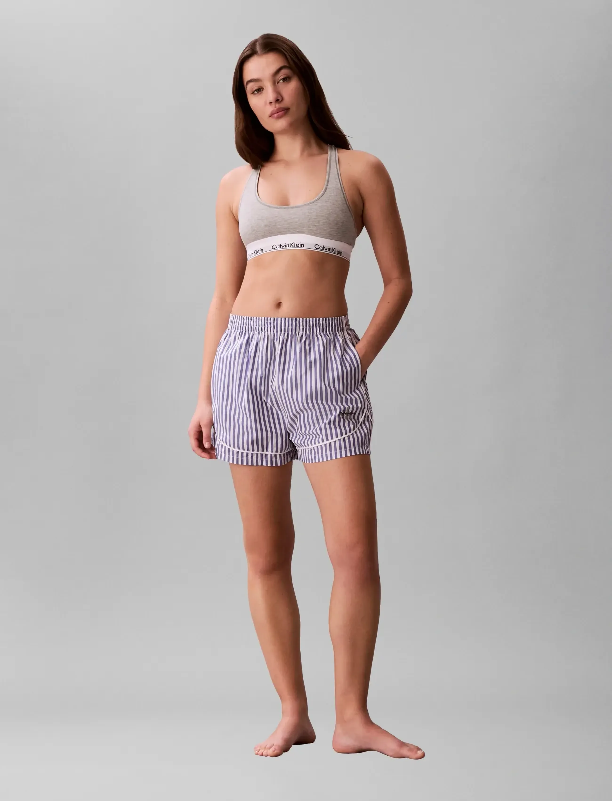 Calvin Klein CK GRAPHIC POPLIN TRACK SHORT - Pyjamas & loungewear - PENNY STRIPE BLUE RIVER FOG / blue