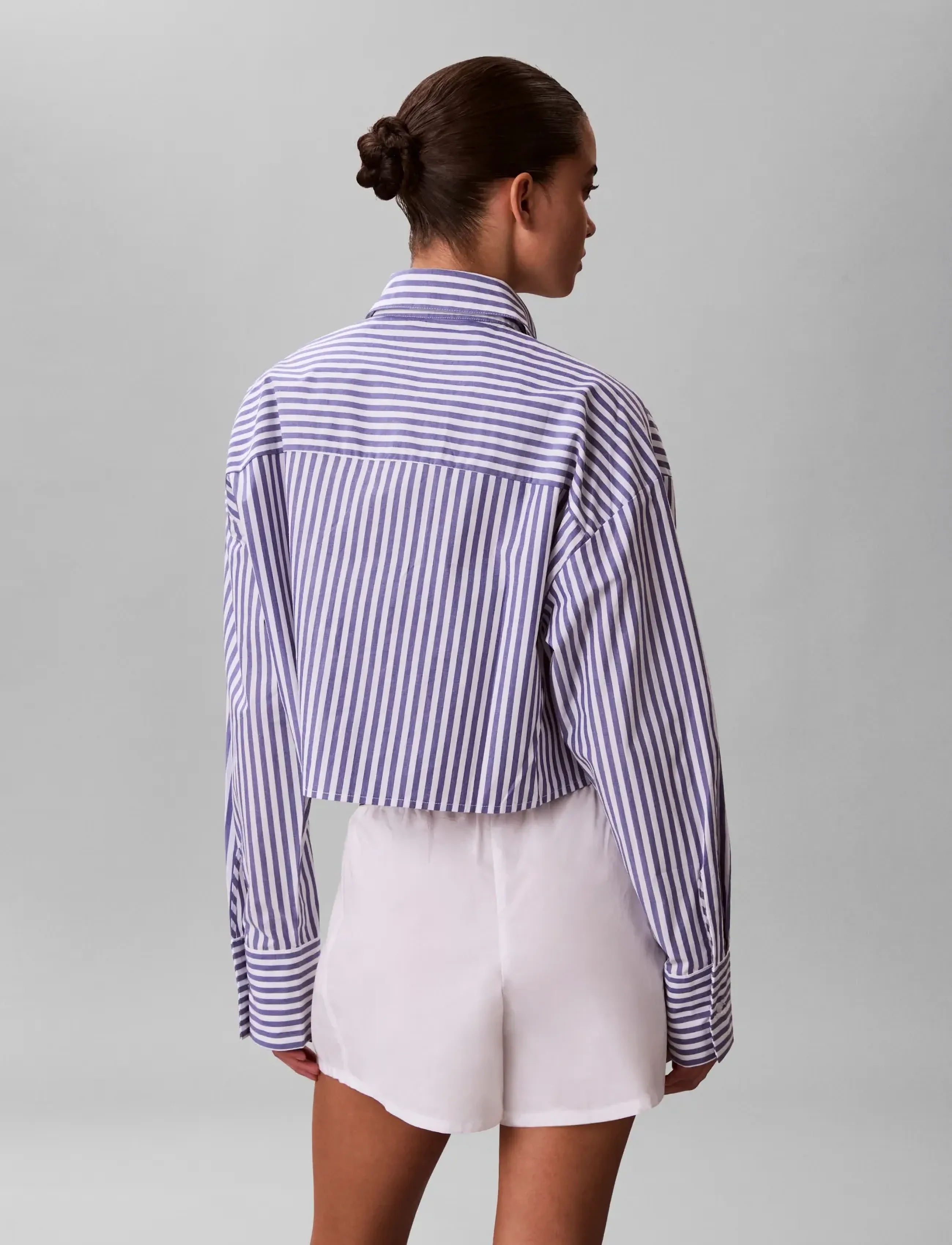 Calvin Klein - CK GRAPHIC CROPPED POPLIN SHIRT - langærmede skjorter - penny stripe blue river fog - 2