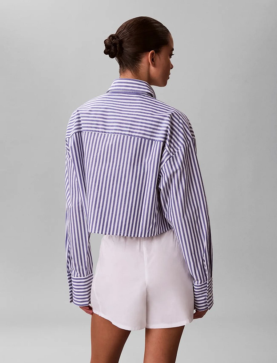 Calvin Klein - CK GRAPHIC CROPPED POPLIN SHIRT - langærmede skjorter - penny stripe blue river fog - 2