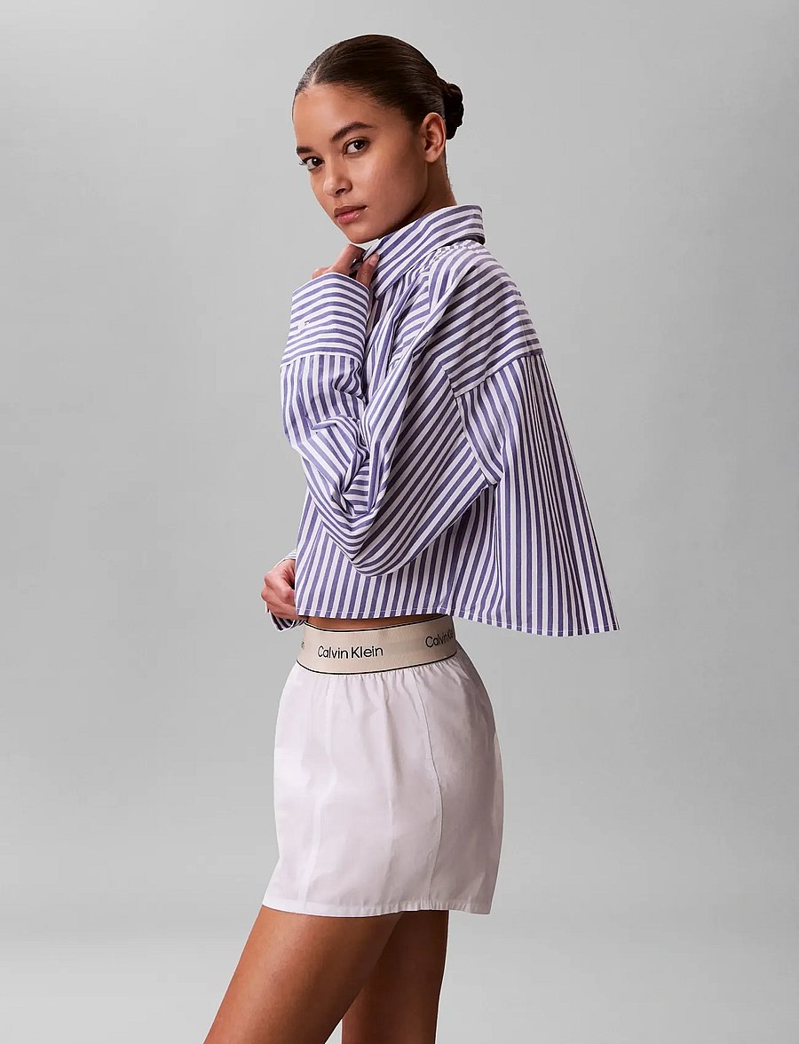 Calvin Klein - CK GRAPHIC CROPPED POPLIN SHIRT - langærmede skjorter - penny stripe blue river fog - 3
