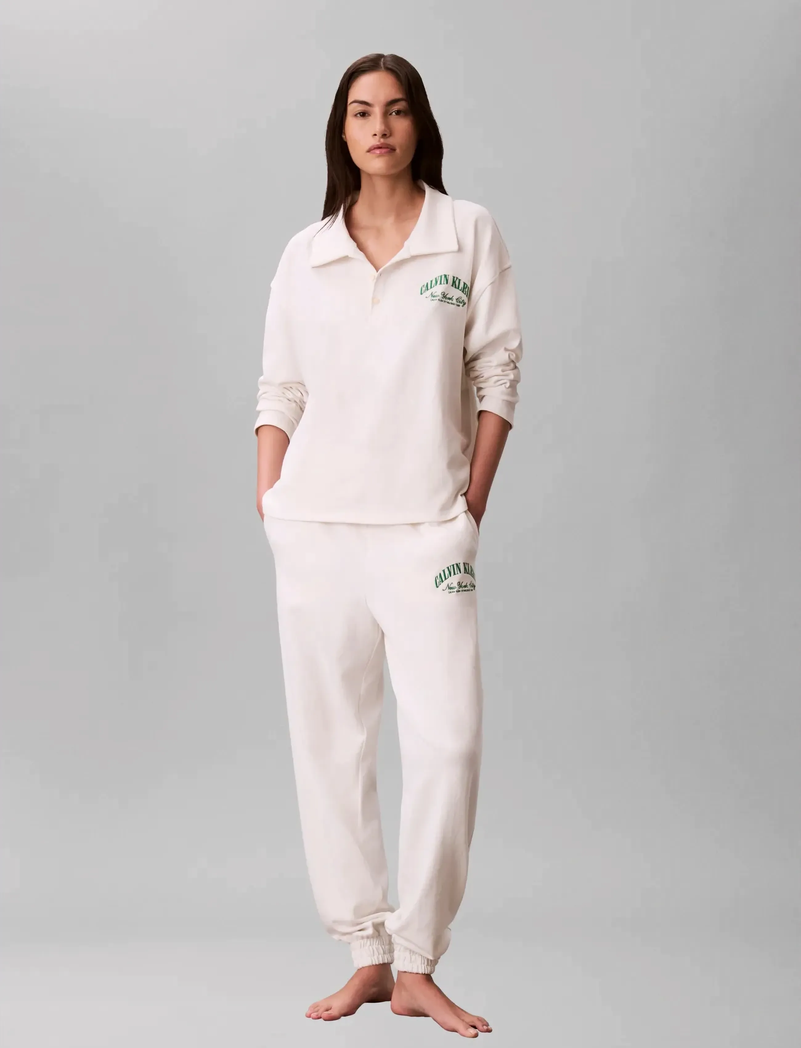 Calvin Klein Gx Jersey Jogger, L, Trousers, Creme - Joggers, Frauen