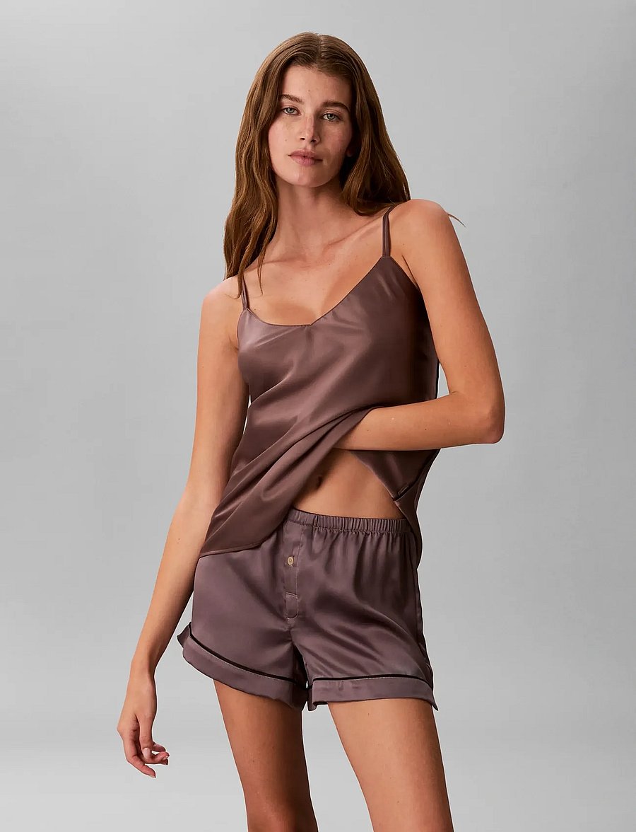 Calvin Klein - SATIN SHORT - pyjamasshorts - botanical brown - 3