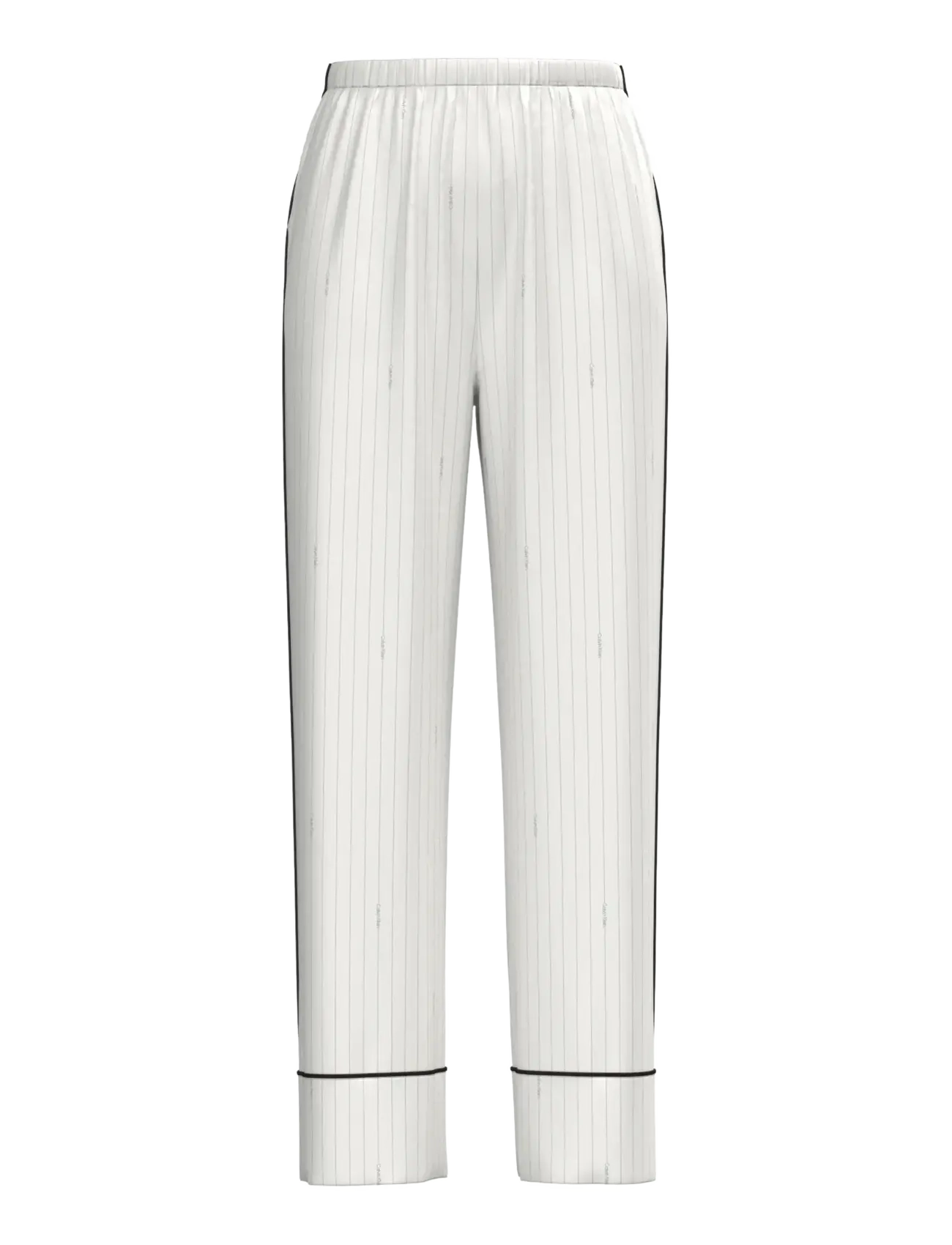 Calvin Klein SATIN PANT - Alaosat - DOTTED LOGO PINSTRIPE IVORY / white