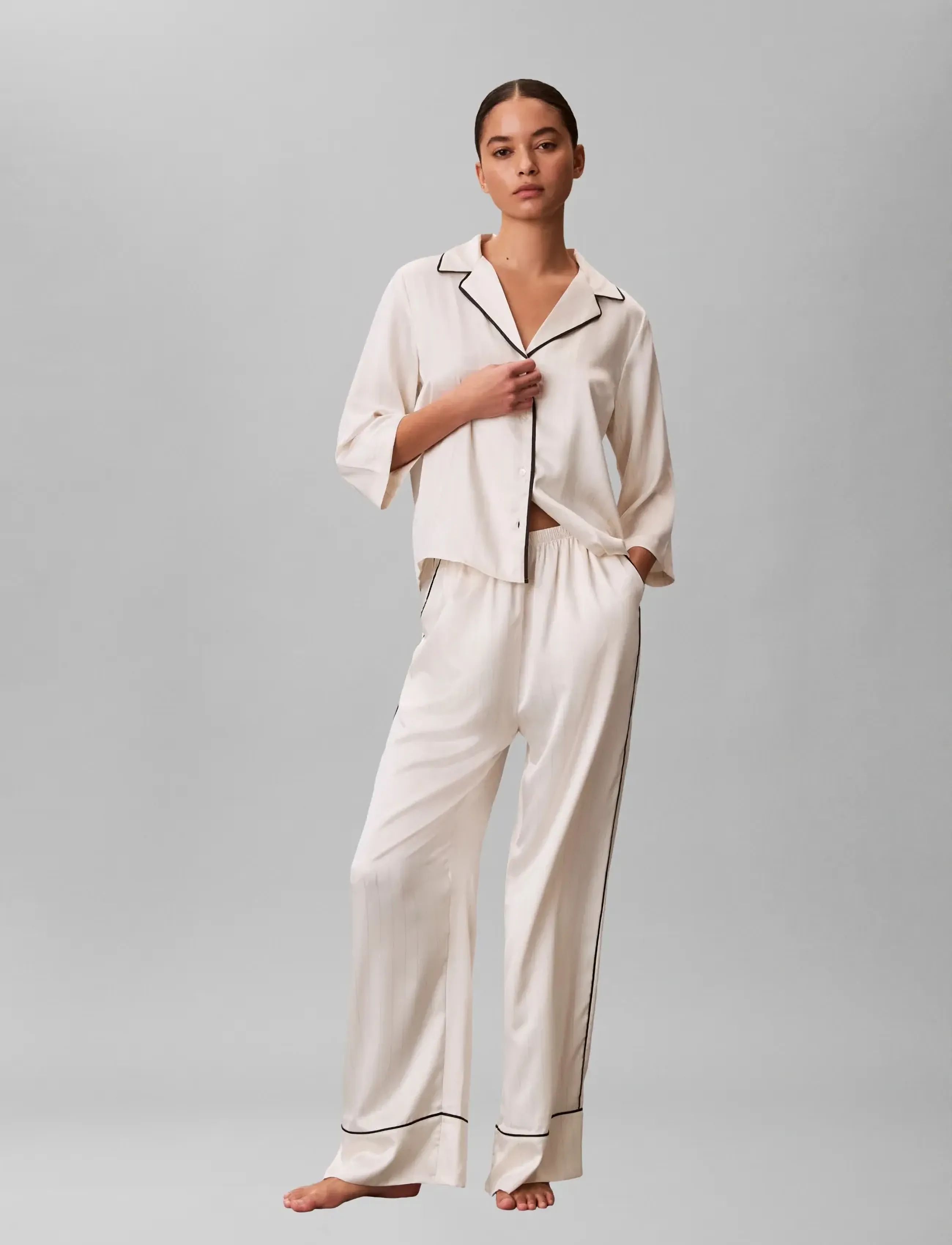 Calvin Klein Satin Pant, XS, Night & Loungewear, Weiß - Pants, Frauen
