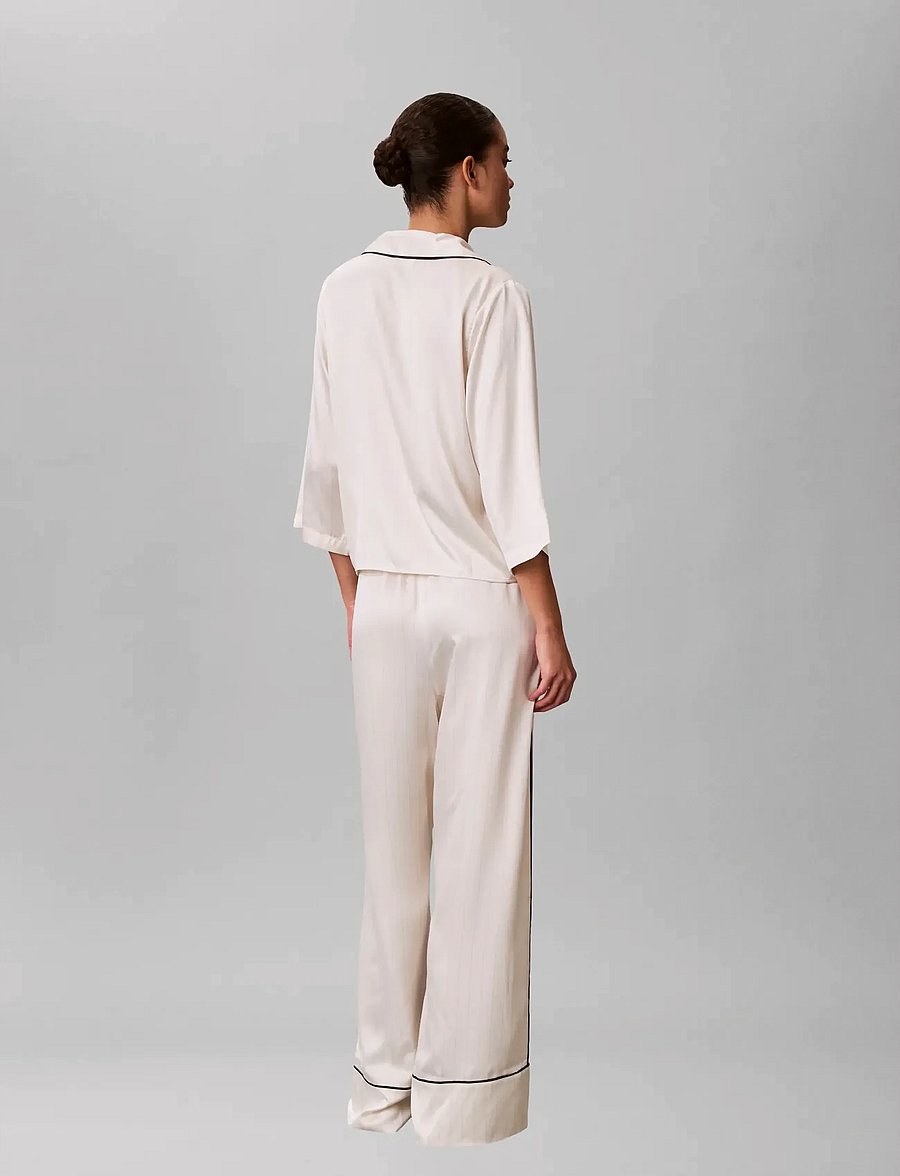 Calvin Klein - SATIN PANT - natbukser - dotted logo pinstripe ivory - 2