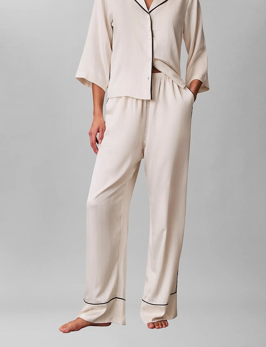 Calvin Klein - SATIN PANT - natbukser - dotted logo pinstripe ivory - 3