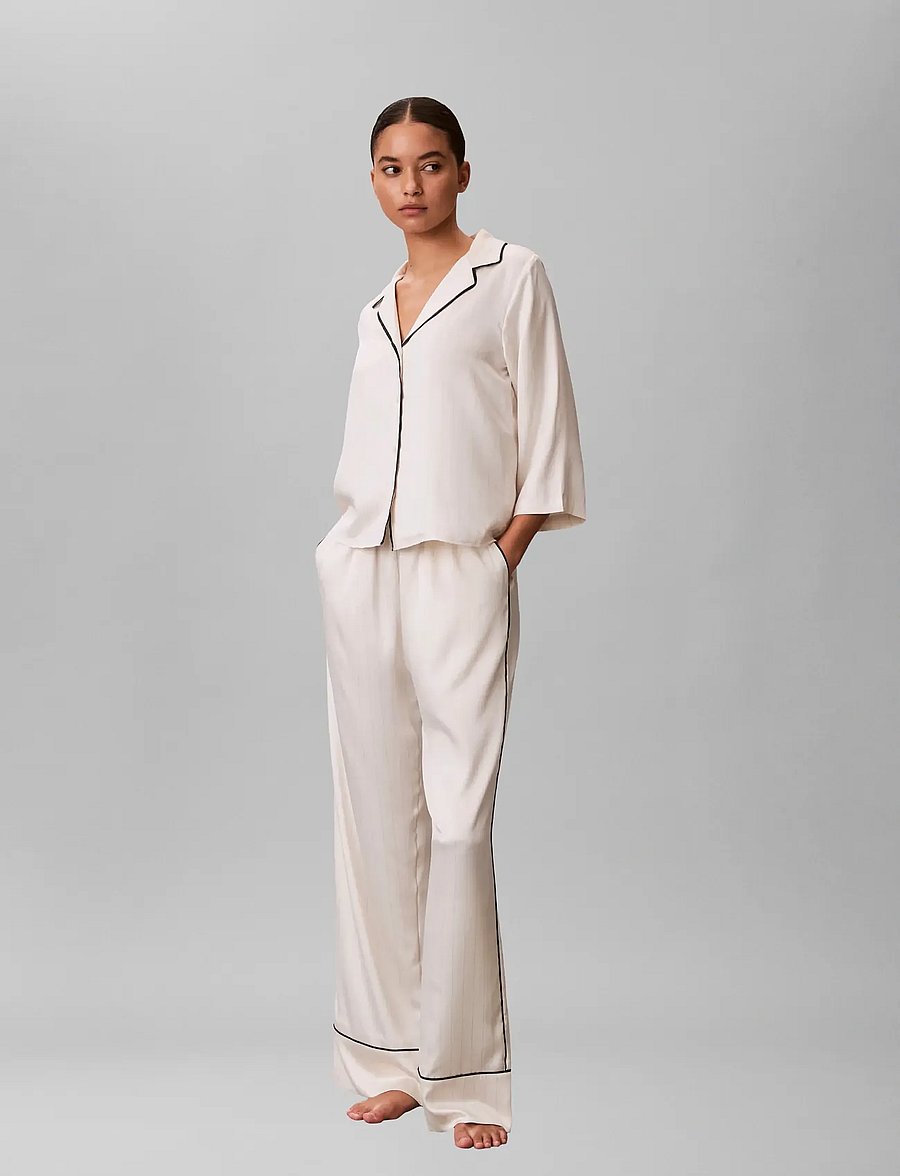 Calvin Klein - SATIN PANT - natbukser - dotted logo pinstripe ivory - 5