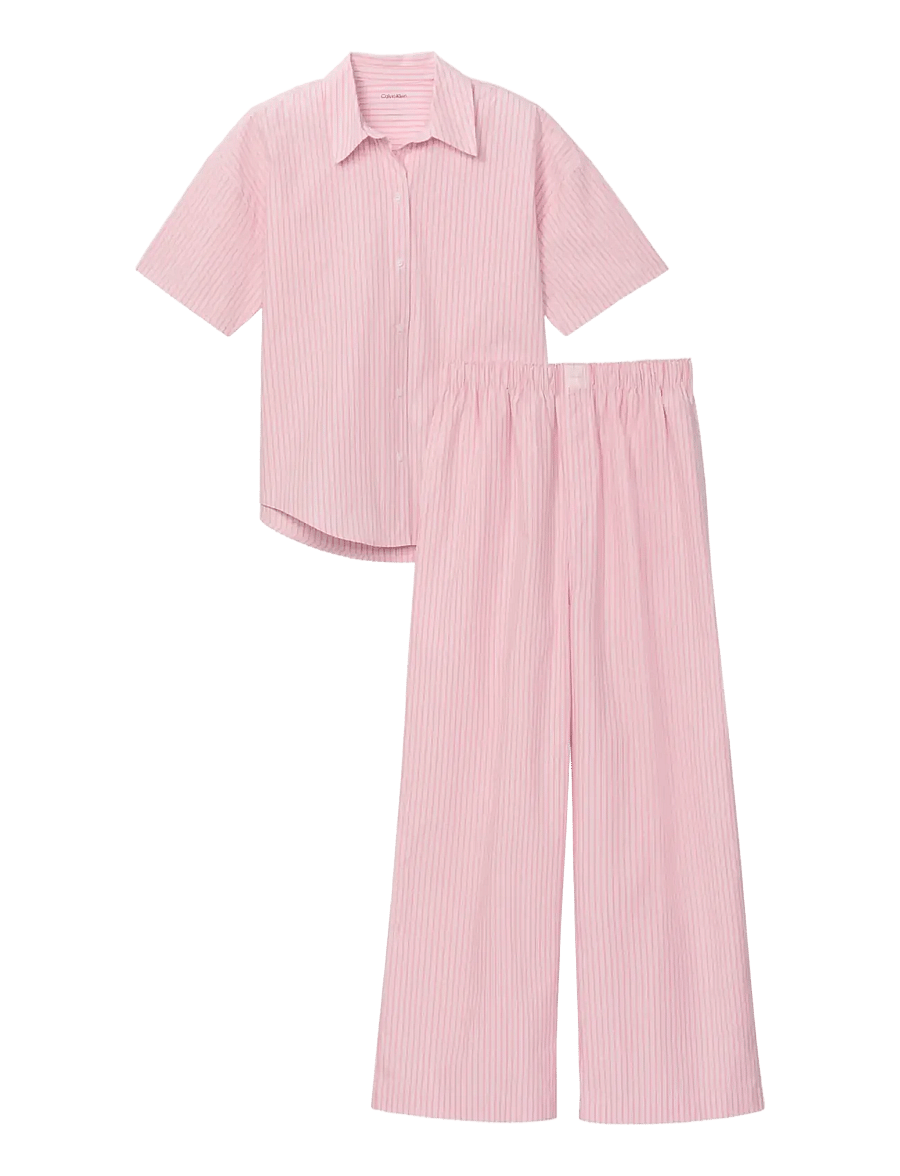 Calvin Klein - SS SHIRT PANT SET - pyjama's - sera stripe cradle pink - 1