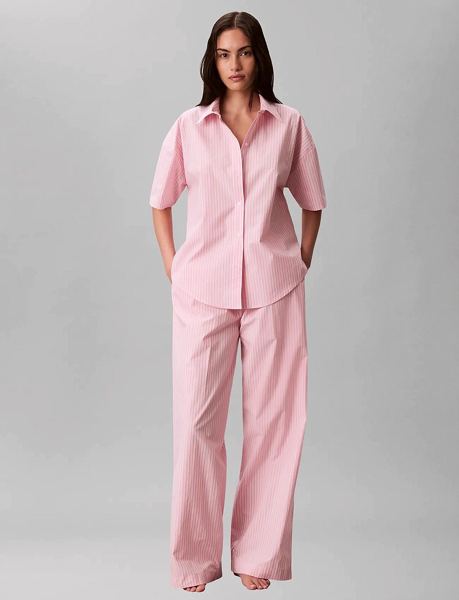 Calvin Klein - SS SHIRT PANT SET - pyjama's - sera stripe cradle pink - 0
