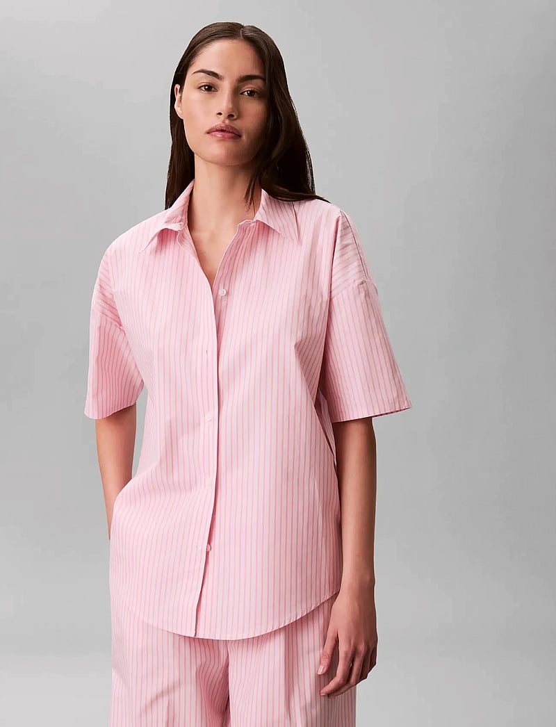 Calvin Klein - SS SHIRT PANT SET - pyjamas - sera stripe cradle pink - 3
