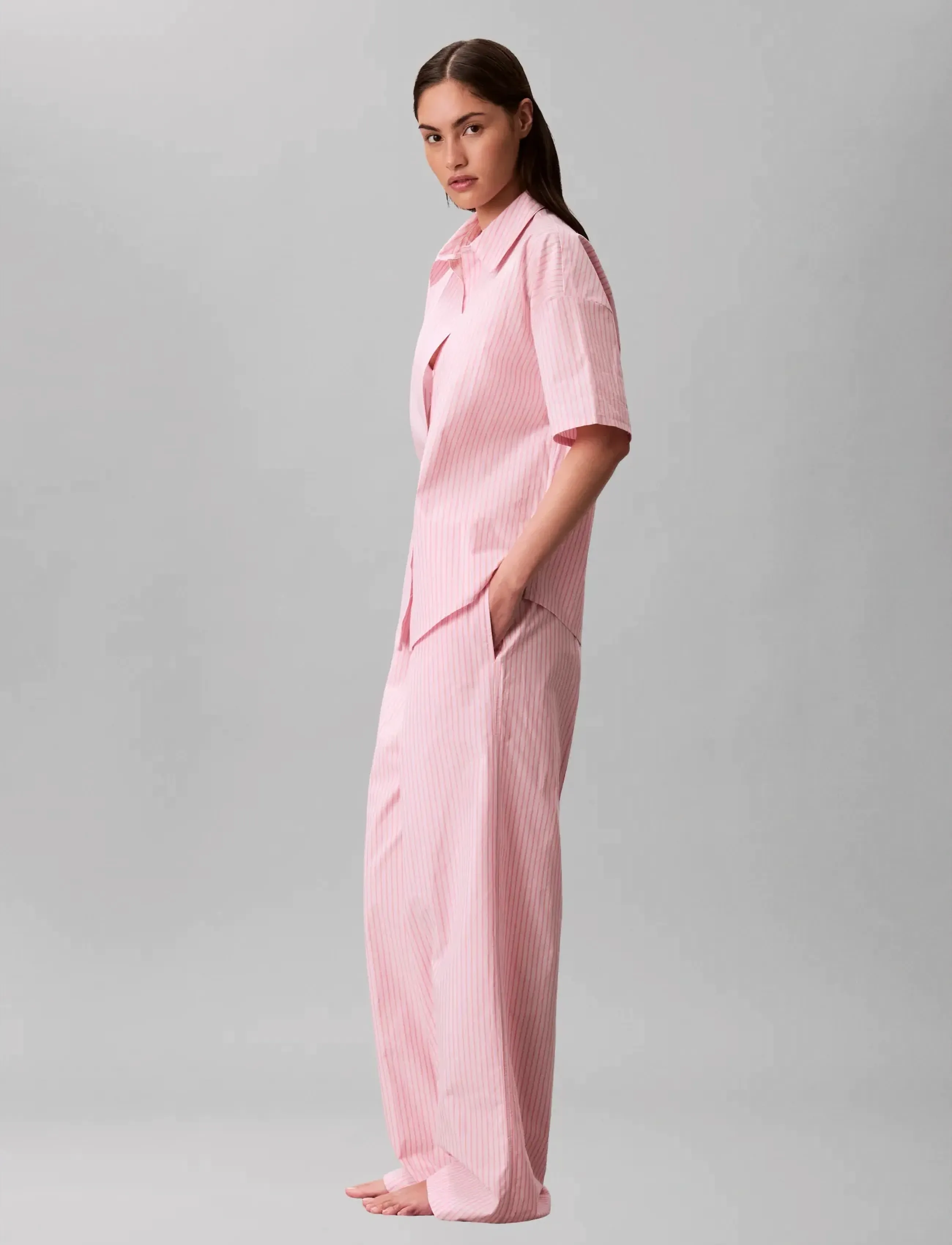 Calvin Klein - SS SHIRT PANT SET - pyjamas - sera stripe cradle pink - 5