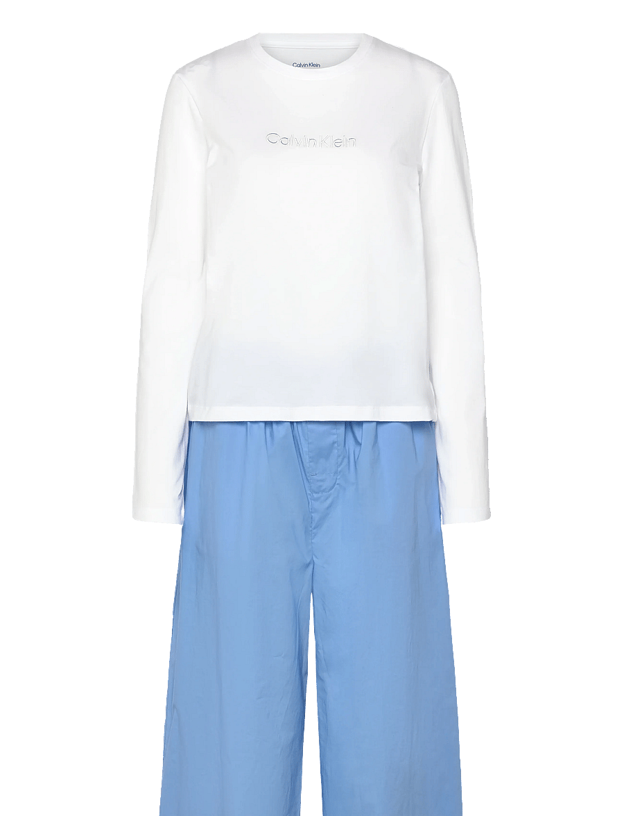 Calvin Klein - LS PANT SET - pyjamas - classic white top w blue descent p - 1