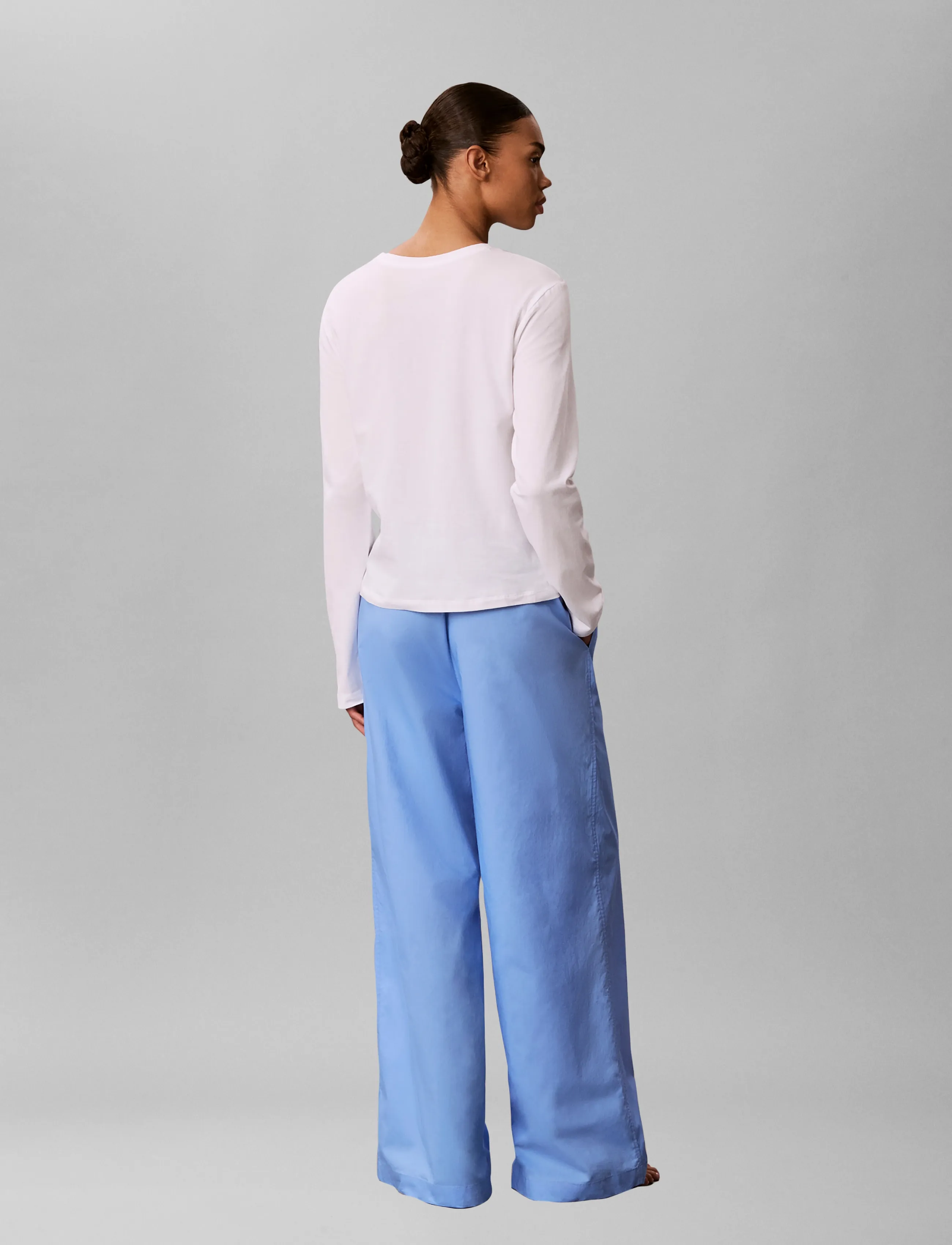 Calvin Klein - LS PANT SET - pyjamas - classic white top w  blue descent p - 5