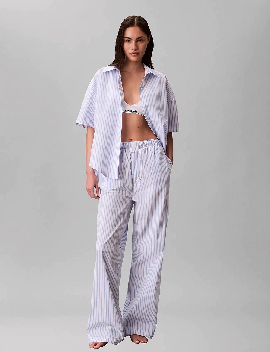Calvin Klein - RELAXED POPLIN SS SHIRT - oberteile - sera stripe blue descent - 0