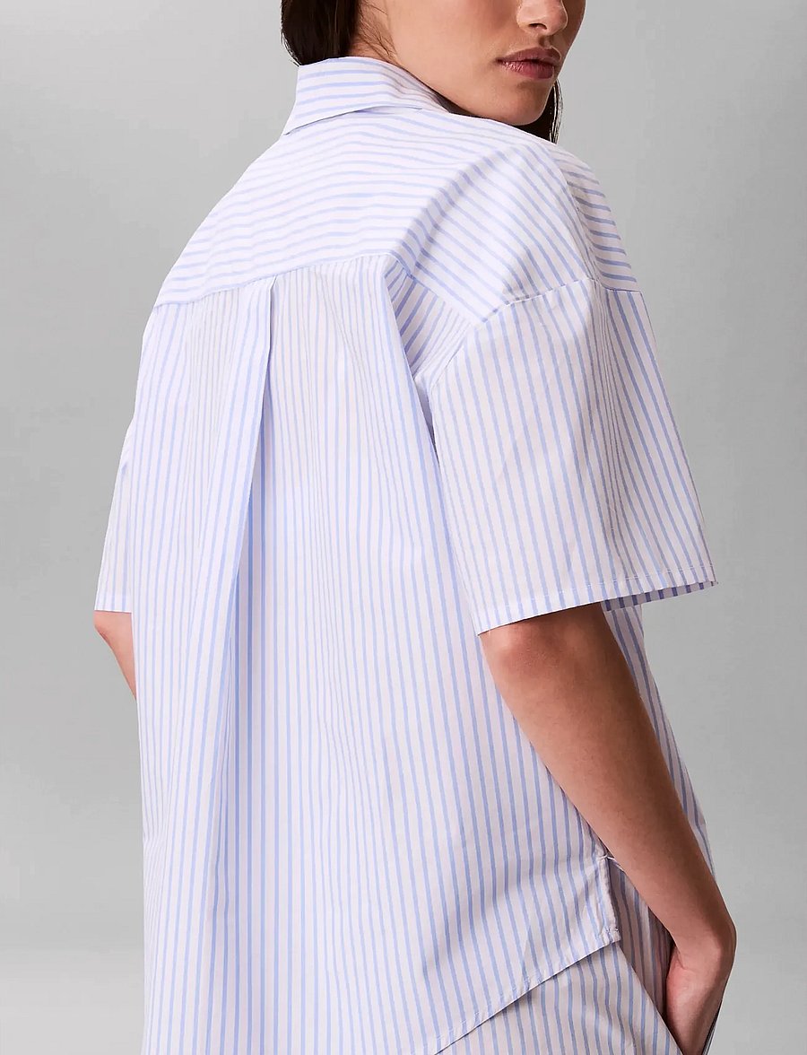 Calvin Klein - RELAXED POPLIN SS SHIRT - oberteile - sera stripe blue descent - 4