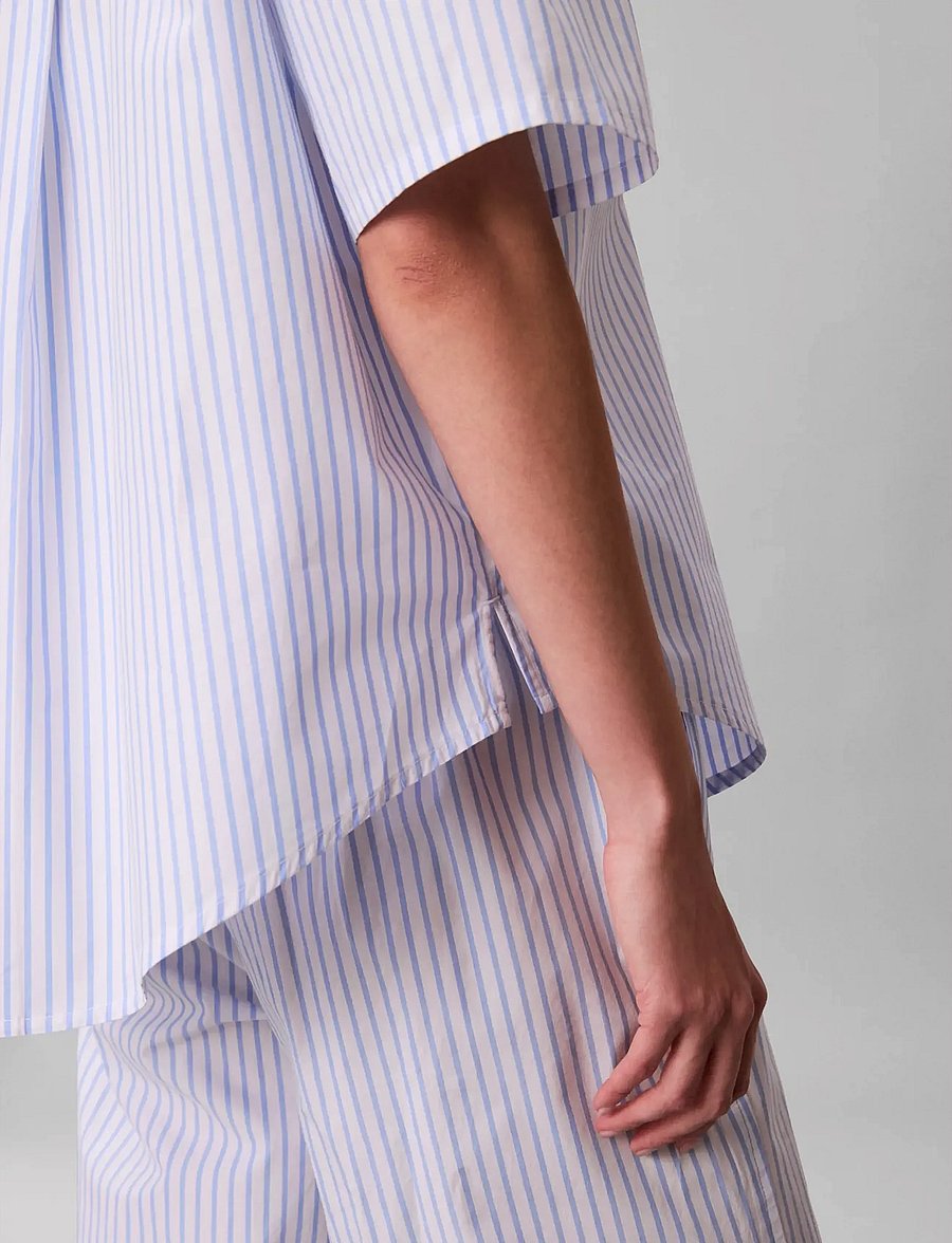 Calvin Klein - RELAXED POPLIN SS SHIRT - oberteile - sera stripe blue descent - 5