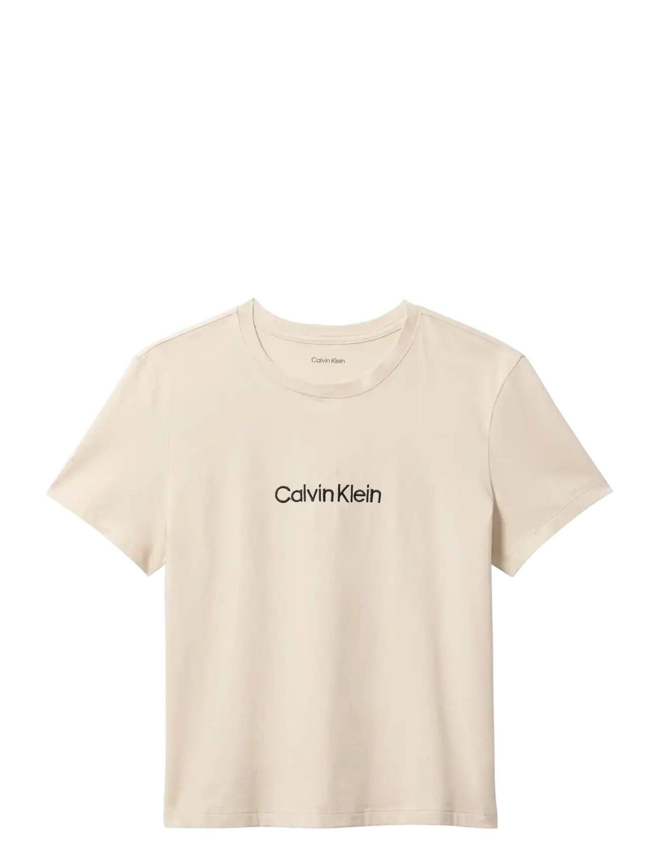 Calvin Klein S/S T HERITAGE SHORT SET - Tops - OYSTER GRAY TOP W  CLASSIC WHITE SH / cream