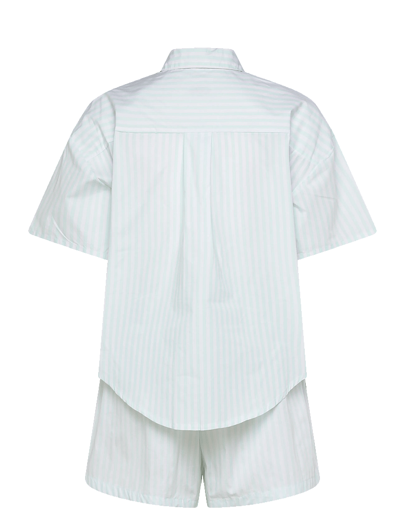 Calvin Klein - S/S SHIRT SHORT SET - pyjamas - penny stripe feel the mint - 1